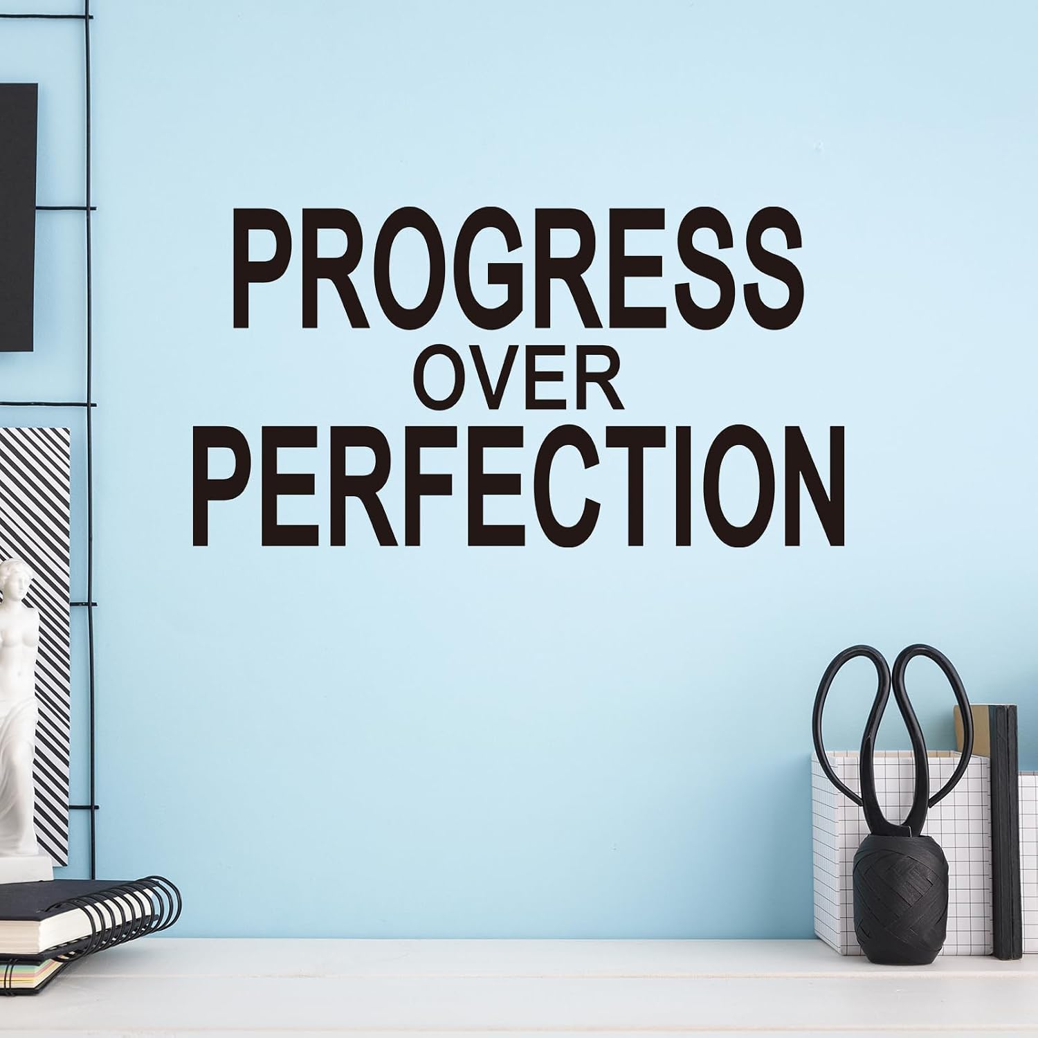 Motivational Positive Vinyl Art Wall Stickers / Large / Progress Over Perfection