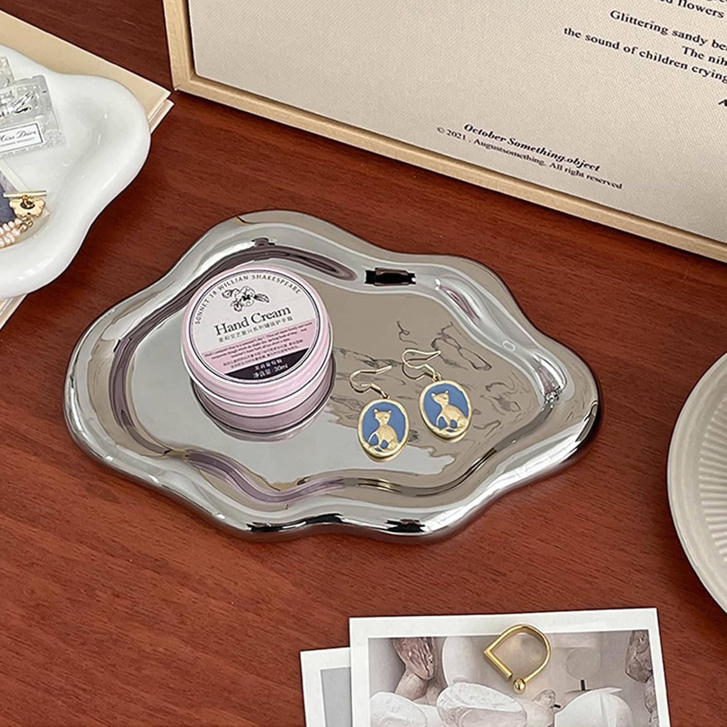 Jewelry Tray Trinket Dish / Silver