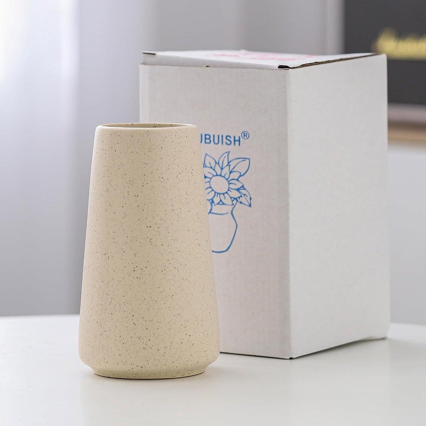 Ceramic Vase / Boho Off White Cream Vases for Flower / Beige / Small