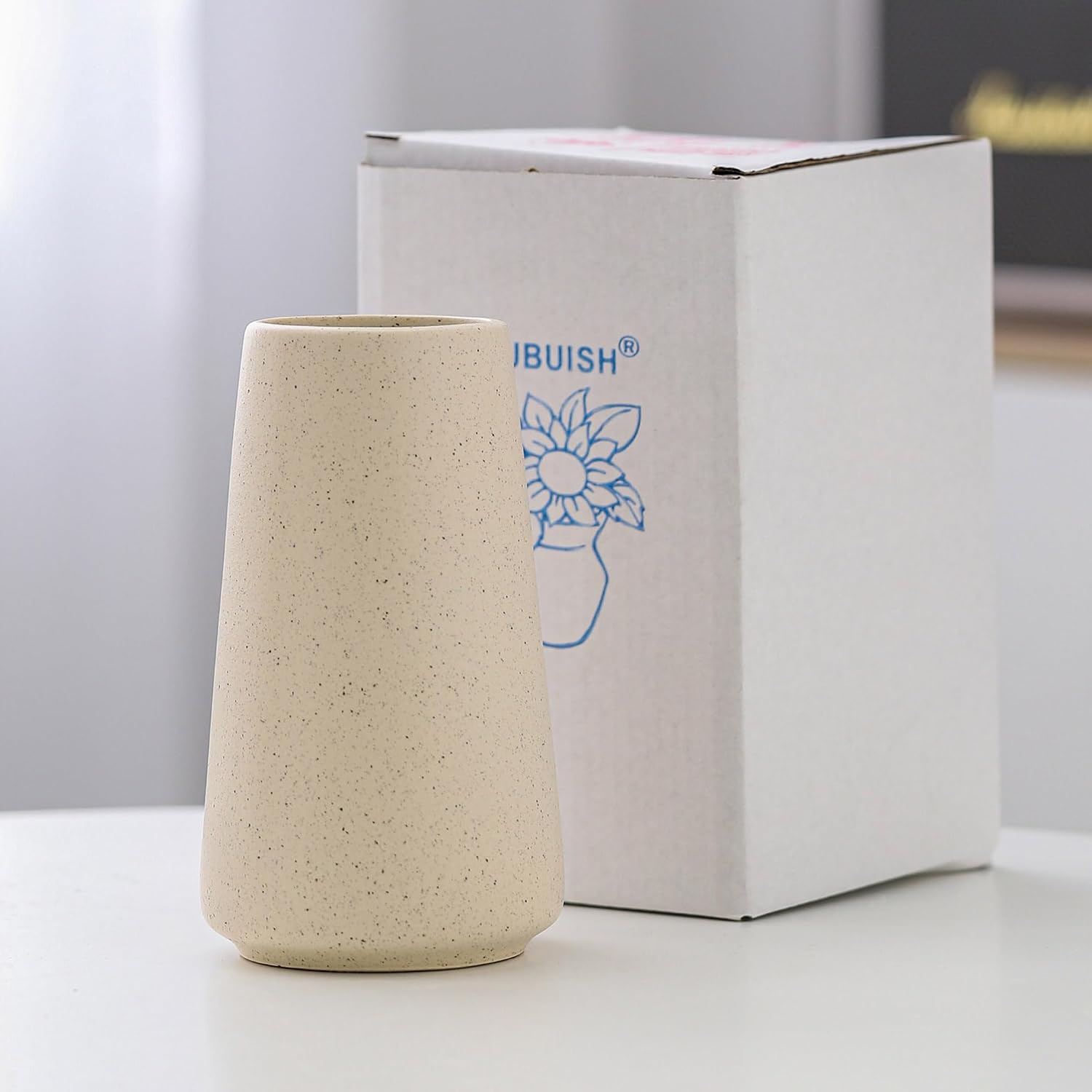 Ceramic Vase / Boho Off White Cream Vases for Flower / Beige / Small