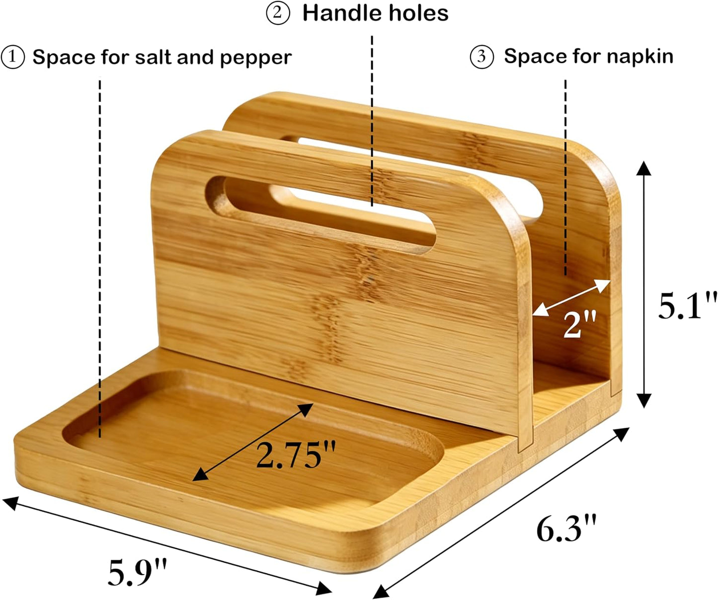 Bamboo Wood Napkin Holders for Paper Napkins Standing Holder