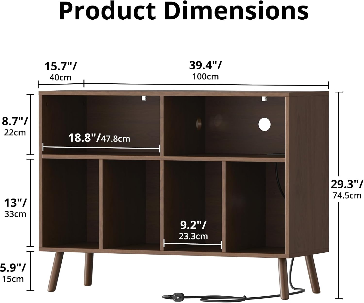 Record Player Stand with Vinyl Storage Cabinet, Wood Turntable Table Open Shelf Holder Up to 350 Albums Cube Storage