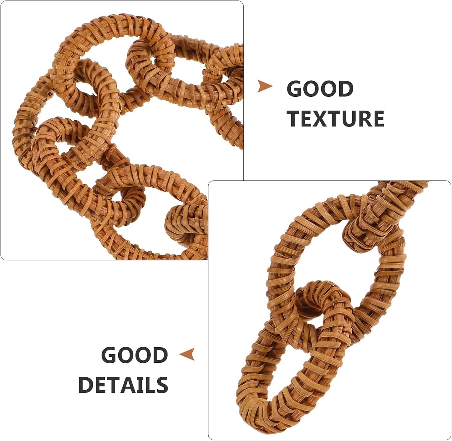 Rattan Woven Chain Link Decor Rustic Decorative Chain / 16.92 Inch