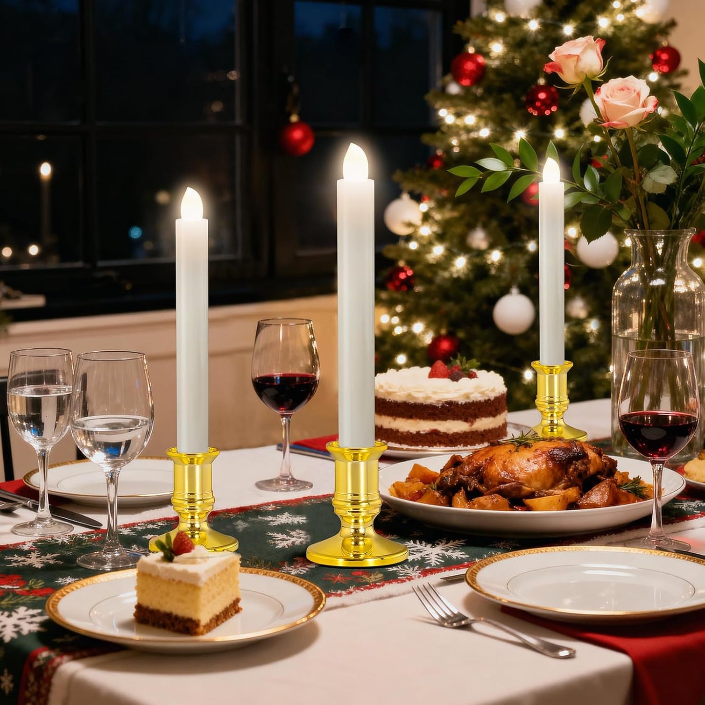 Verdenu 10 Pack Christmas Window Candles with 2 Remote Controls | Battery Operated Flameless Candles with 4 Timer