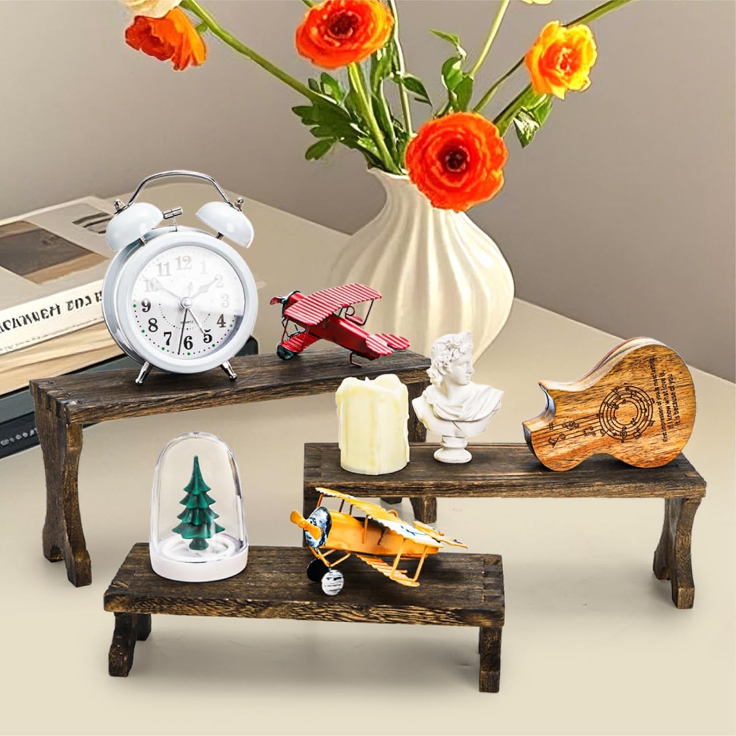 Wood Risers Display Stands / Set of 6