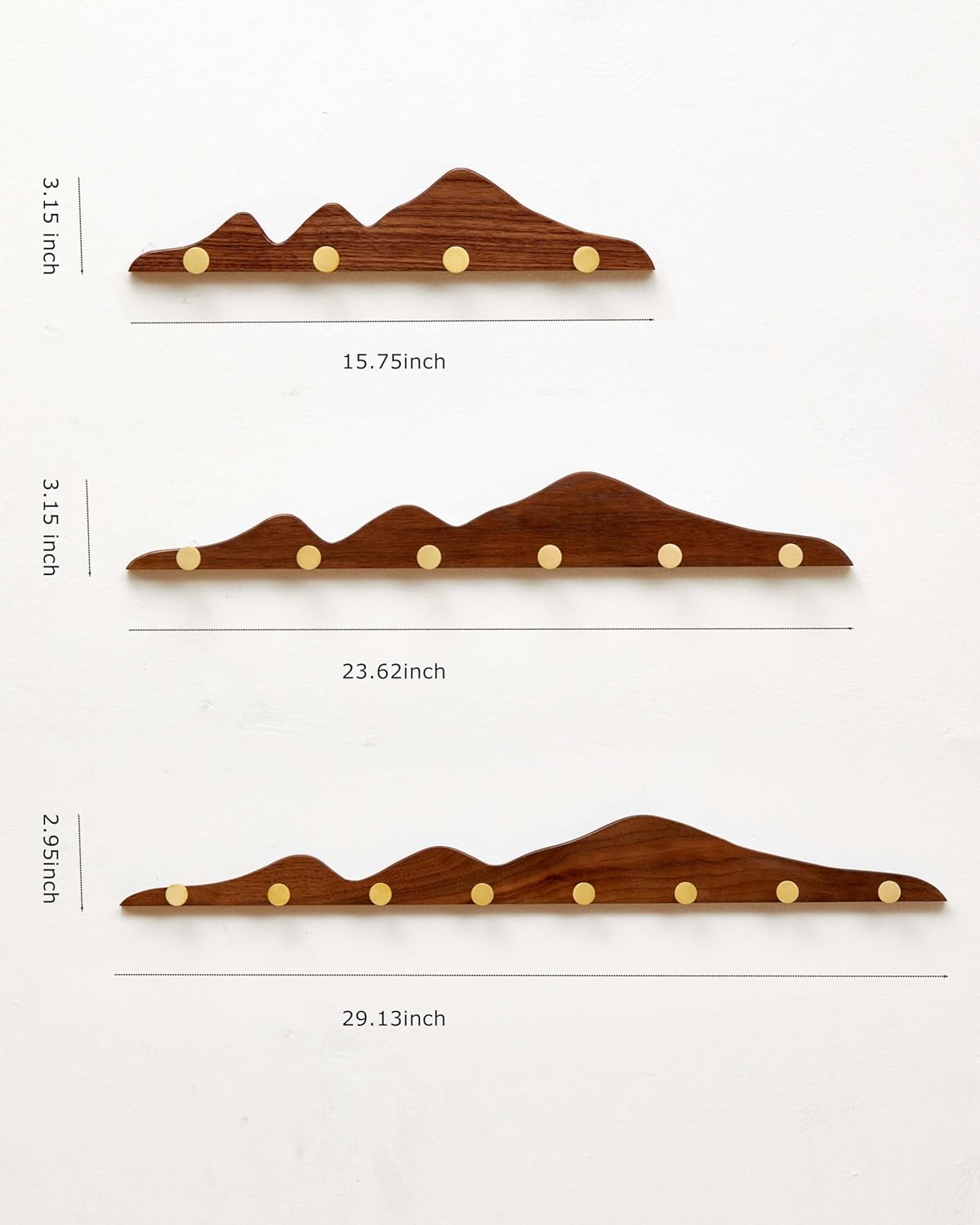 Wooden Coat Rack / 4 Hooks / Gold