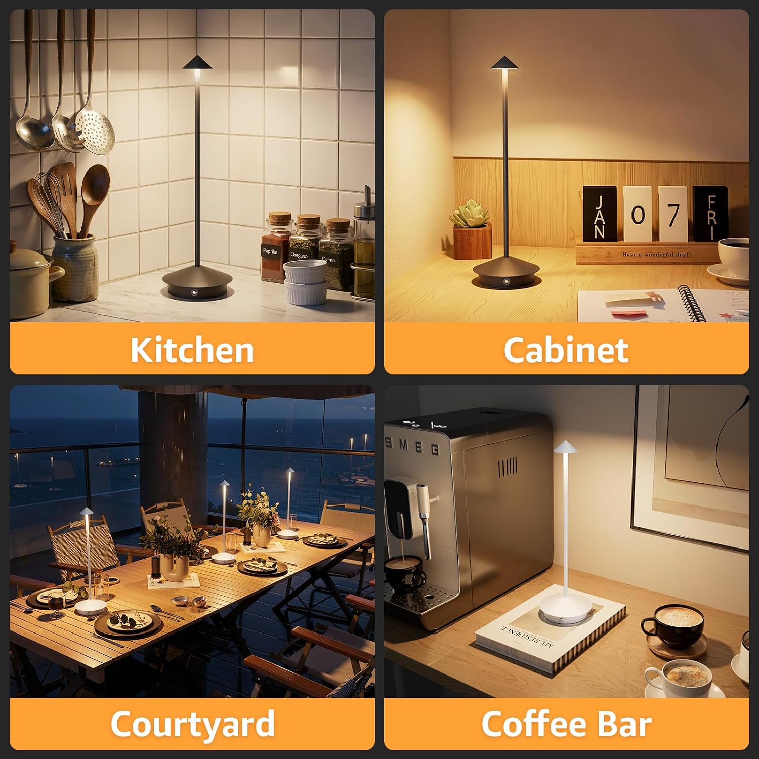 Cordless LED Table Lamps,Portable Battery Desk Lamp,2 Pack,Rust Red | 6000mAh Rechargeable,3000K/4500K/6000K Touch