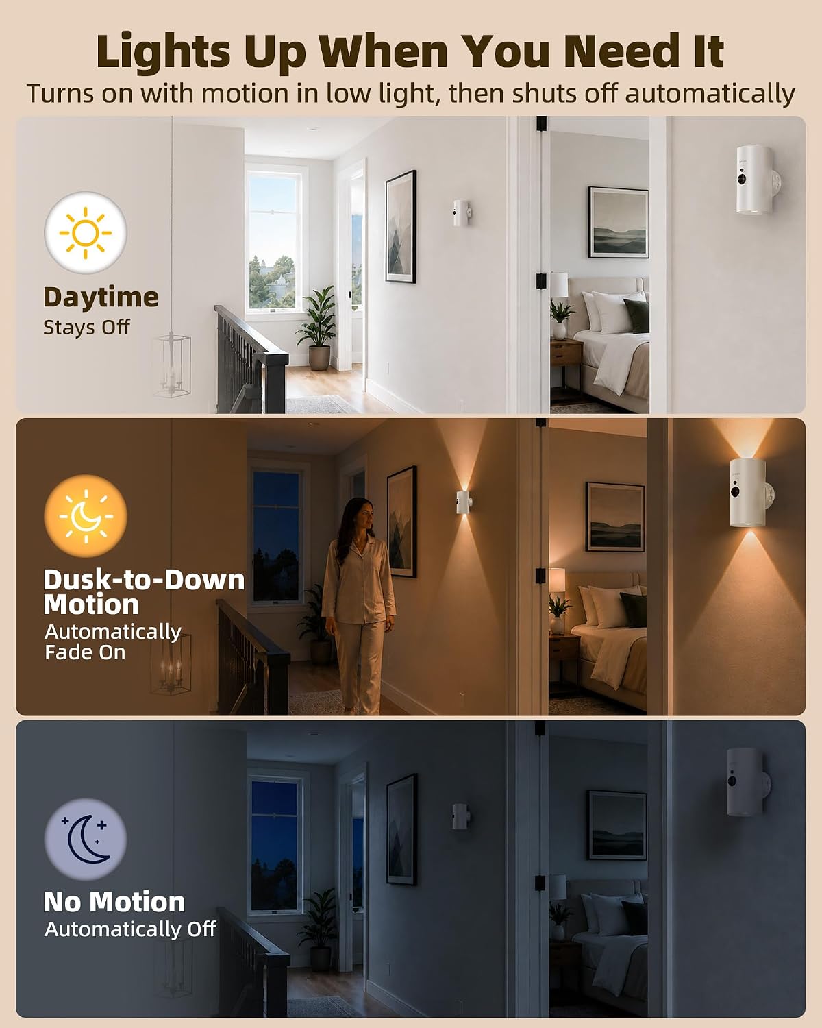 EZVALO Motion Sensor Wall Sconces, Battery Operated Wall Lights with 4000mAh Rechargeable Battery, 3 CCT & 12 RGB