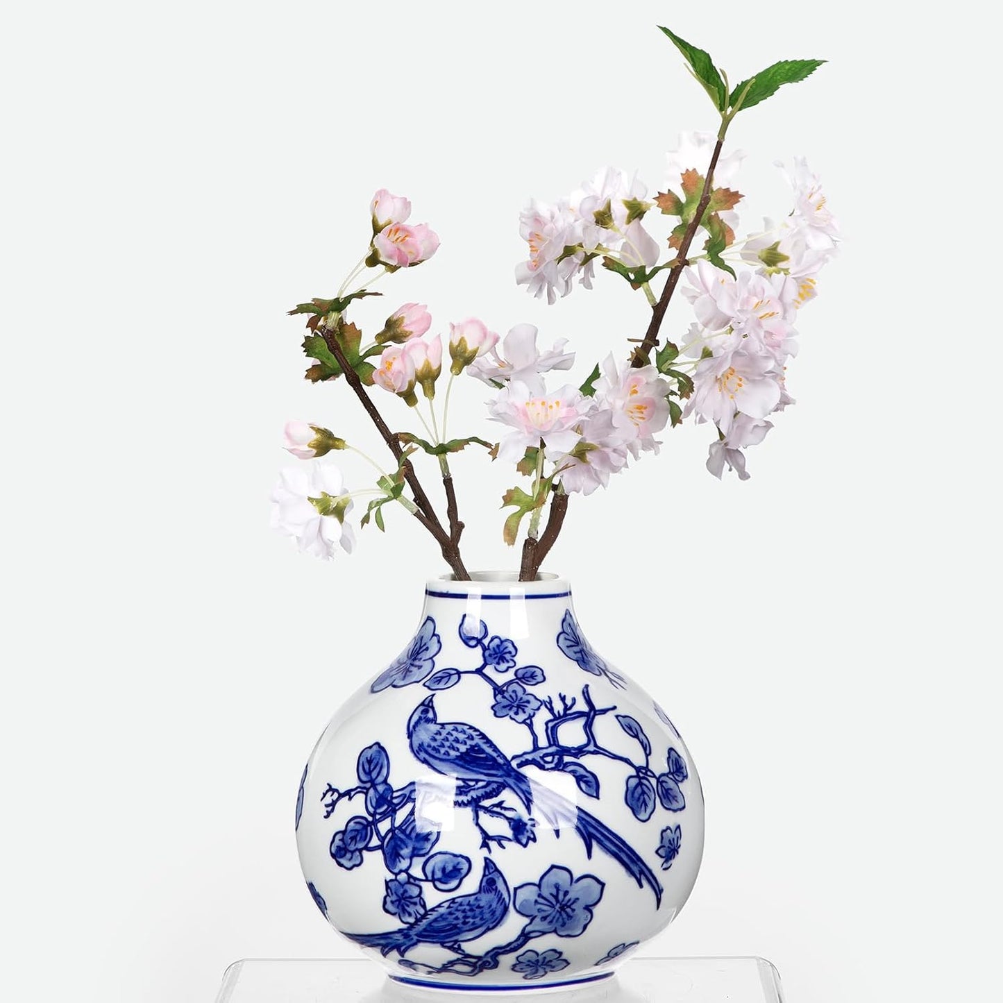 Vase Porcelain Vases Small Chinoiserie Vase Ceramic Chinese Floral Vase / Blue and White