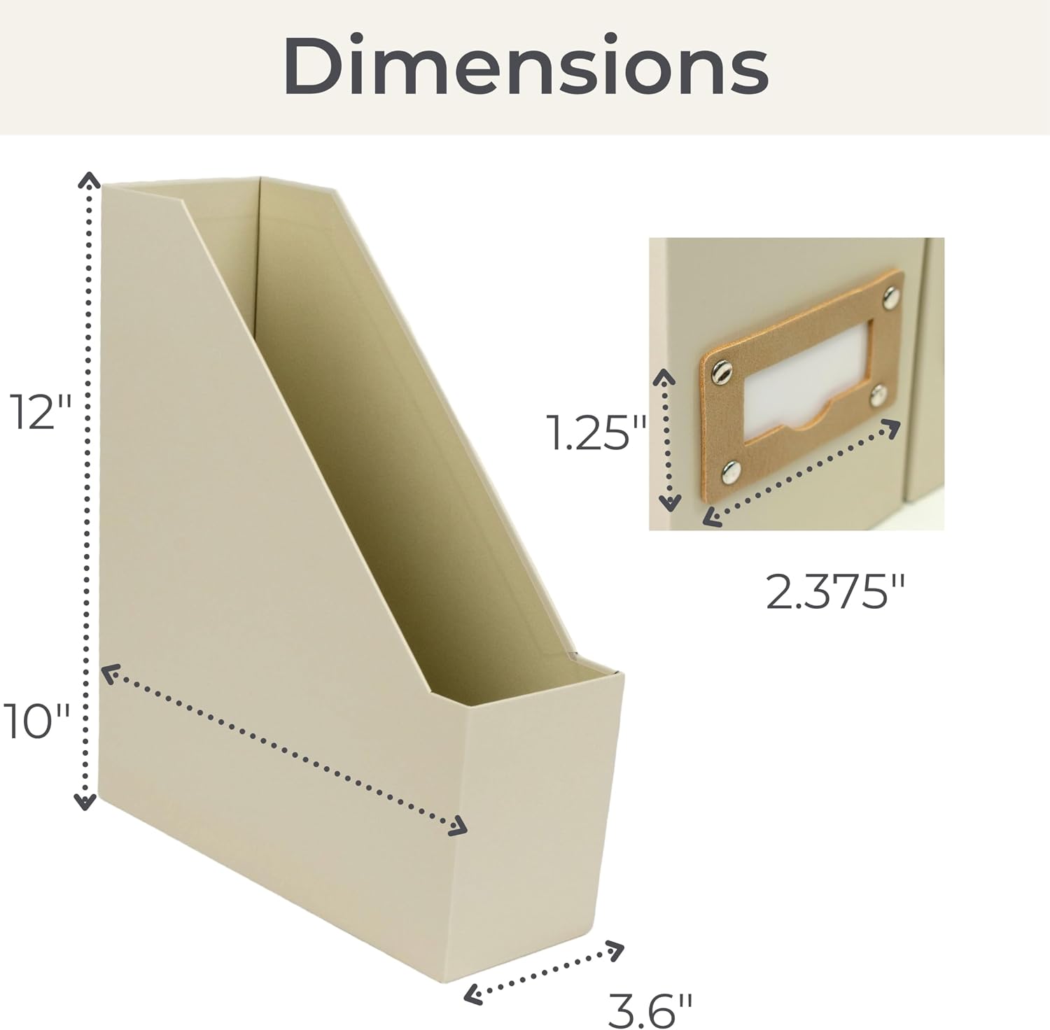 BLU MONACO | Cardboard Magazine File Holder Set of 6 | Vertical Magazine File Holder with Label Slots | Beige Linen
