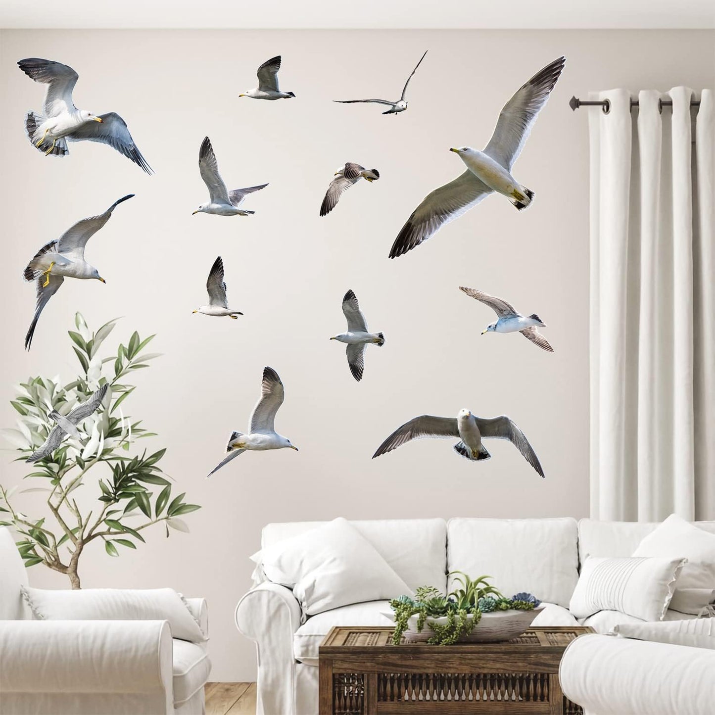 3D Removable Seagull Wall Decals Art Decor Beach Theme Flock of Birds Wall Stickers Peel & Stick DIY