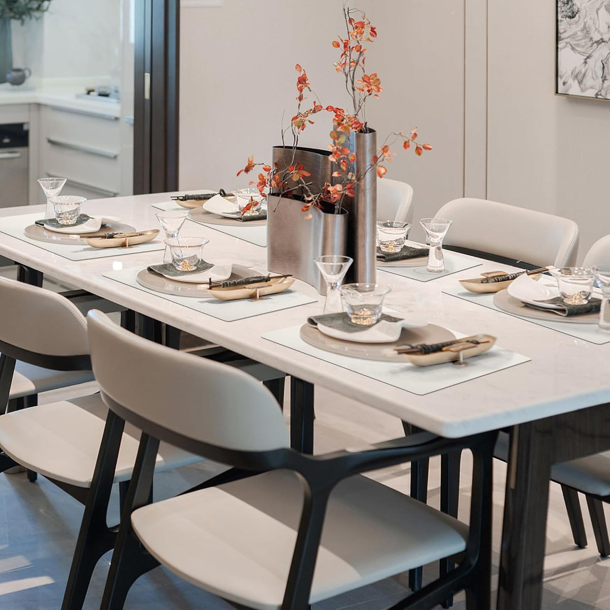 Maxpearl Faux Leather Placemats Set of 8, Easy to Clean, Ivory White | Waterproof - Heat Resistant - Non Slip - Wipe