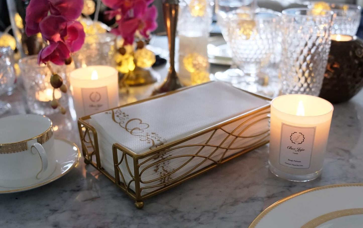 Disposable Paper Hand Towel Storage Tray Caddy / Gold Wave
