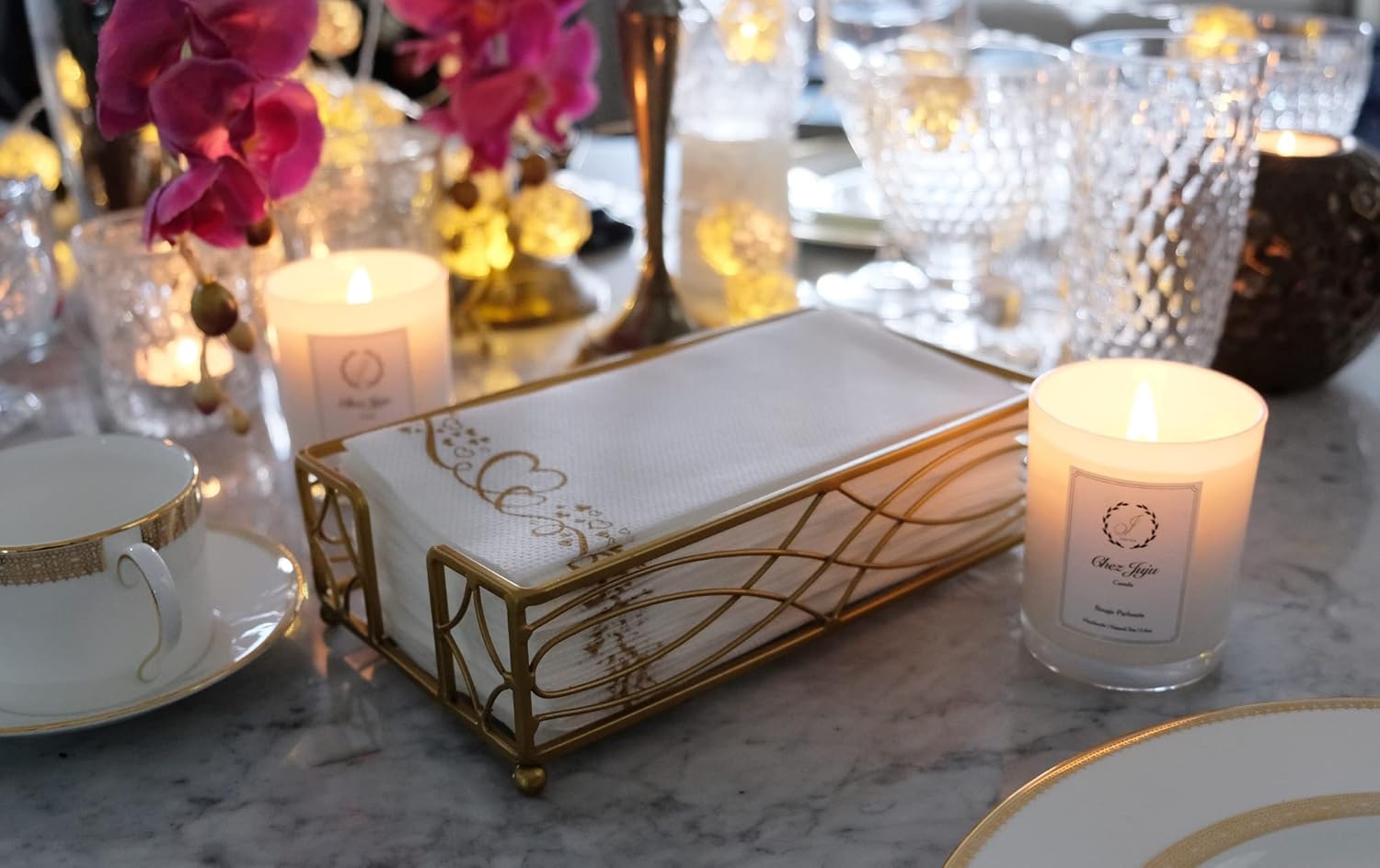 Disposable Paper Hand Towel Storage Tray Caddy / Gold Wave