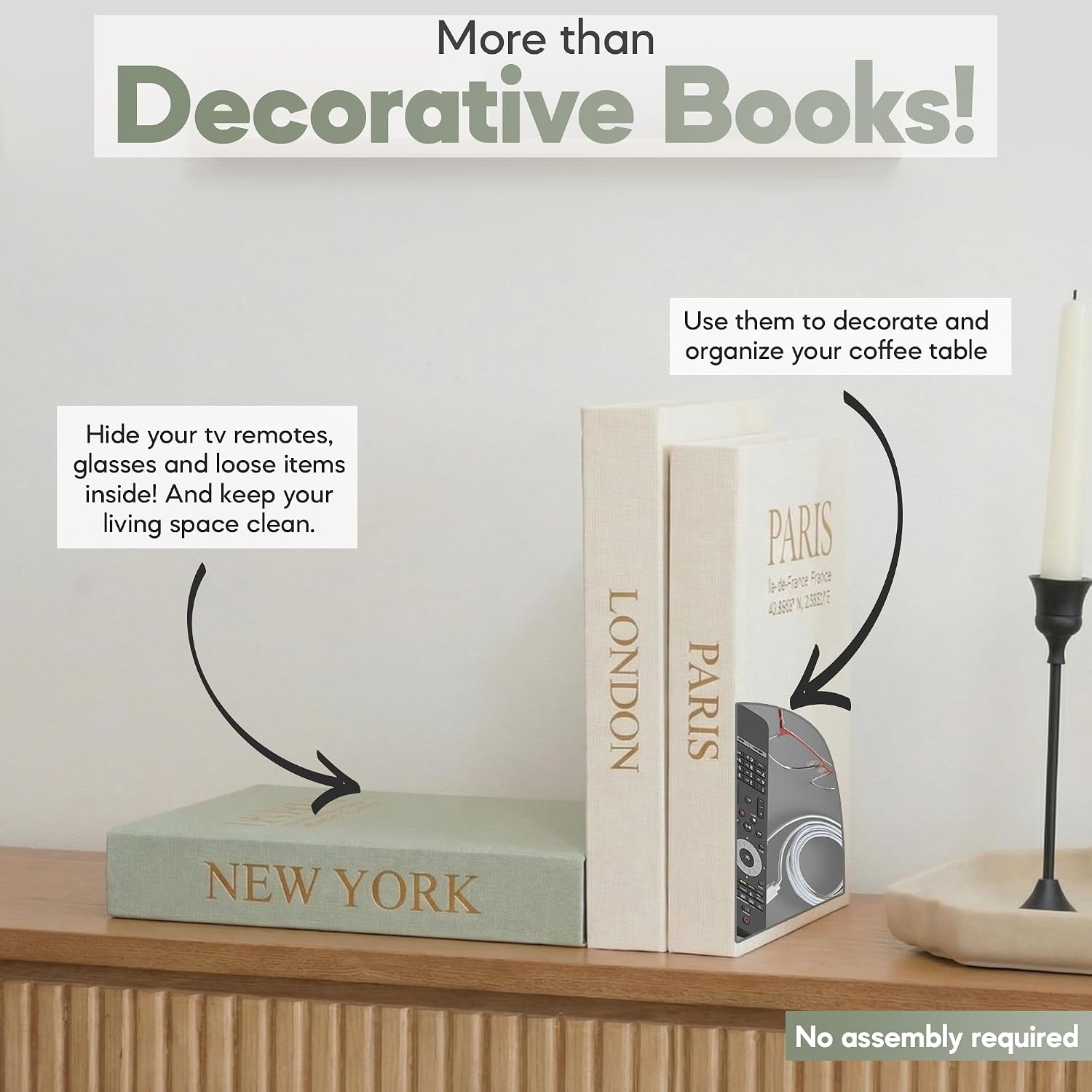 Faux Book Storage Box -Green/Beige/Beige-Decorative Faux / Green-cream-cream / Modern / Set of 3