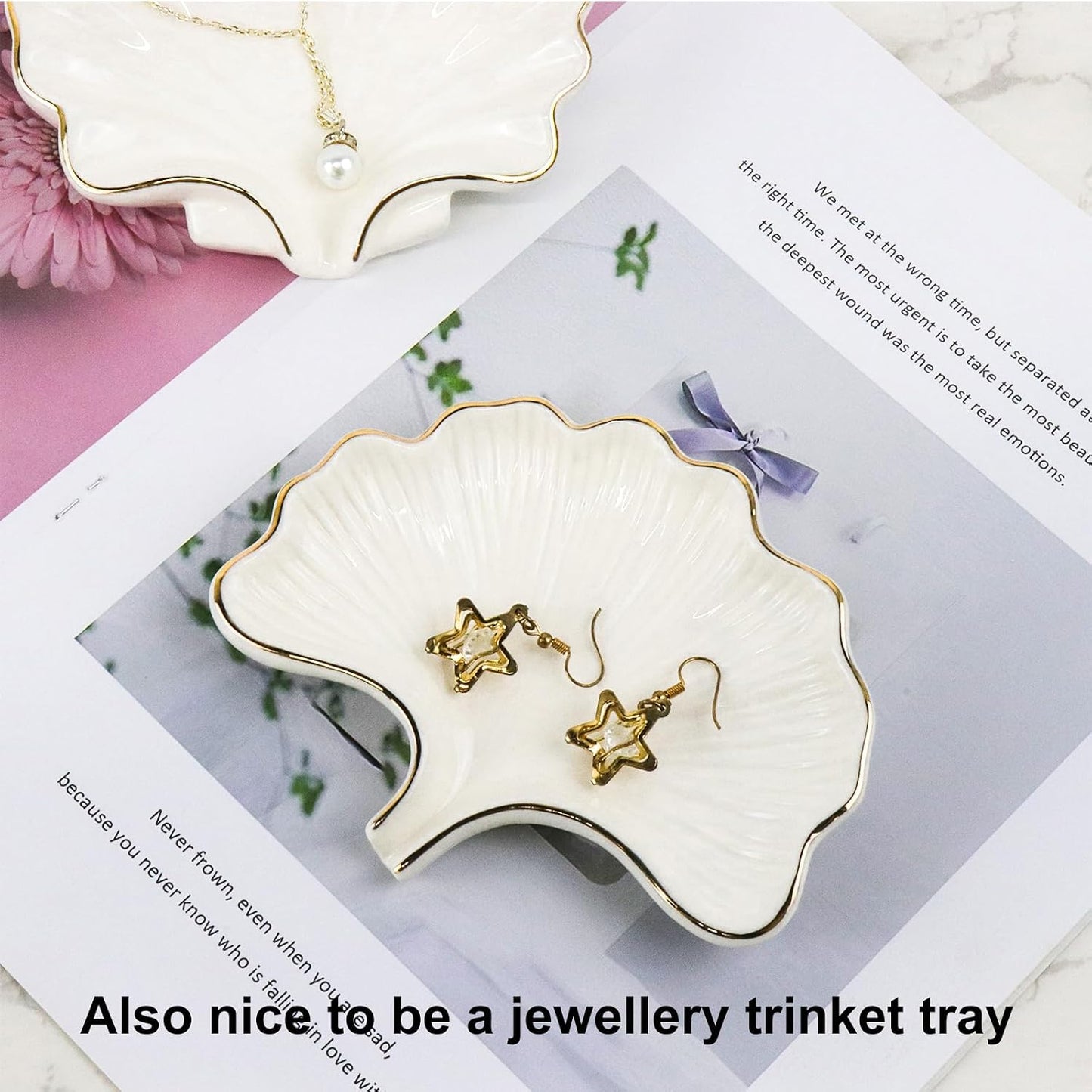 Ginkgo Leaf Style Ceramic Self Draining Soap Dish Waterfall Soap Dish Soap Savers