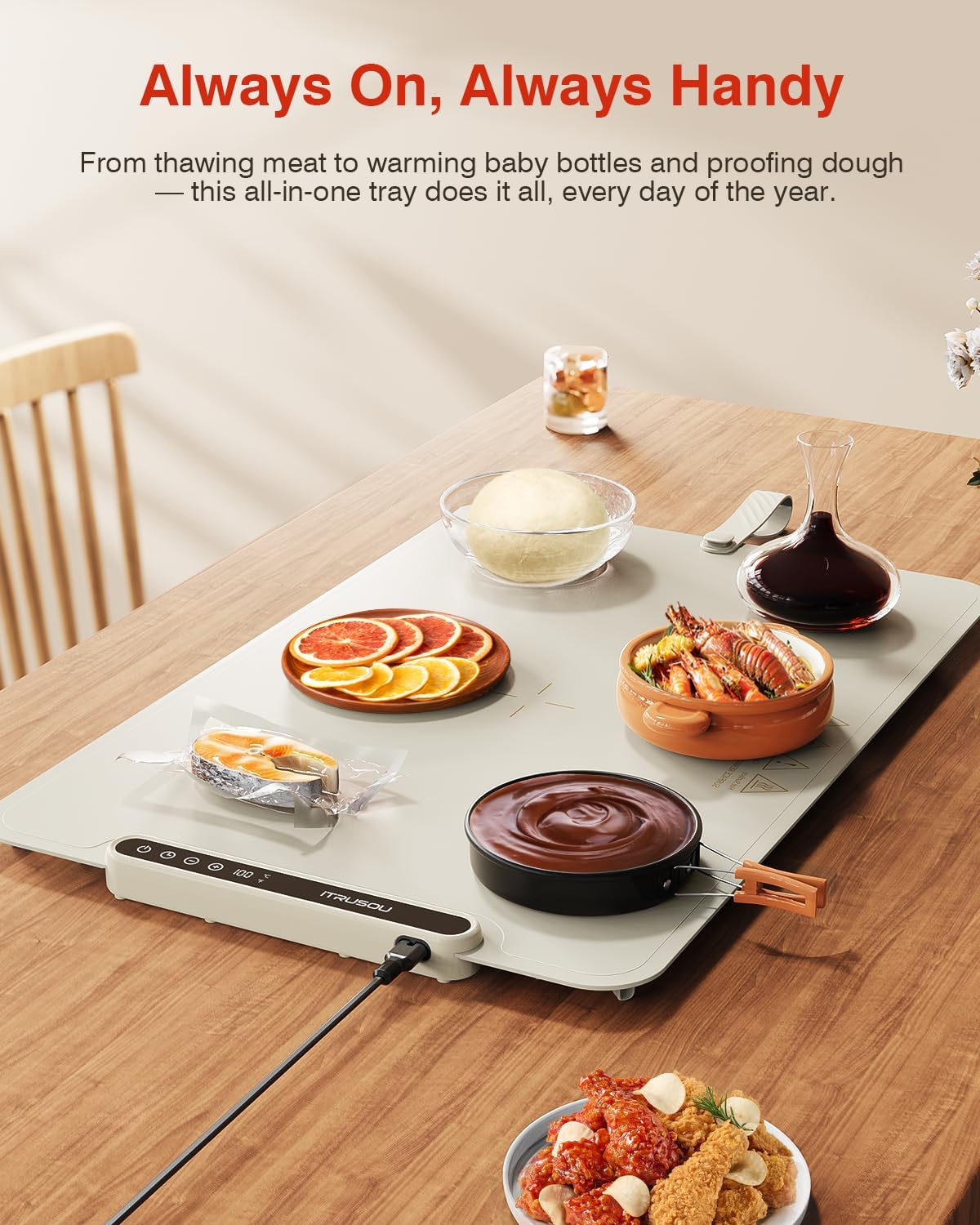 Electric Warming Tray 99H Continuous Heat / 25 x 16 / 120V / Beige