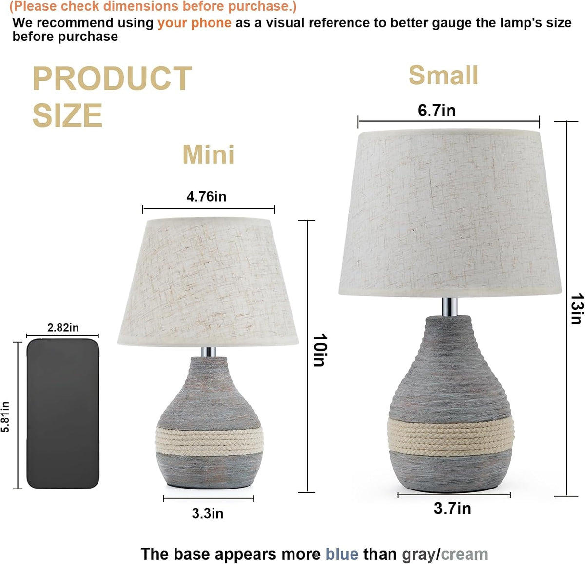 10" H Small Rechargeable Cordless Ceramic Table Lamp, Coastal | Remote Control RGB, Warm White Light, Timer, Dimmer
