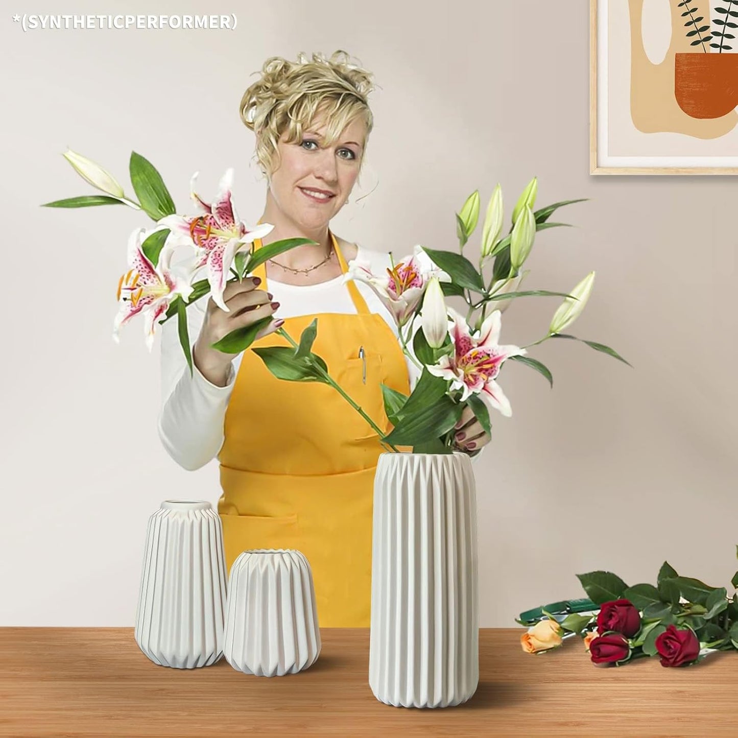 Ceramic Vases -White Vase for Modern Home Decor / White 3 Set / Set of 3