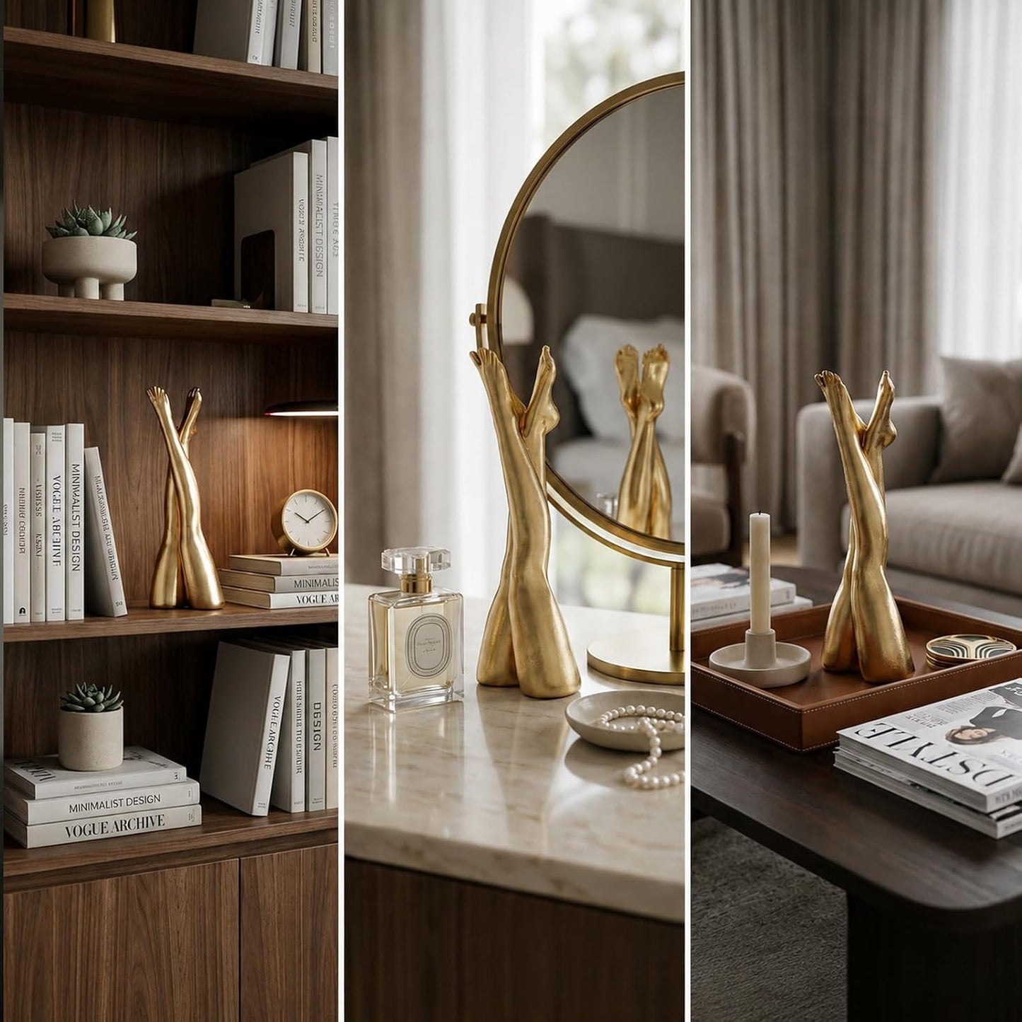 Hand-Applied Leaf / Straight Legs / Gold