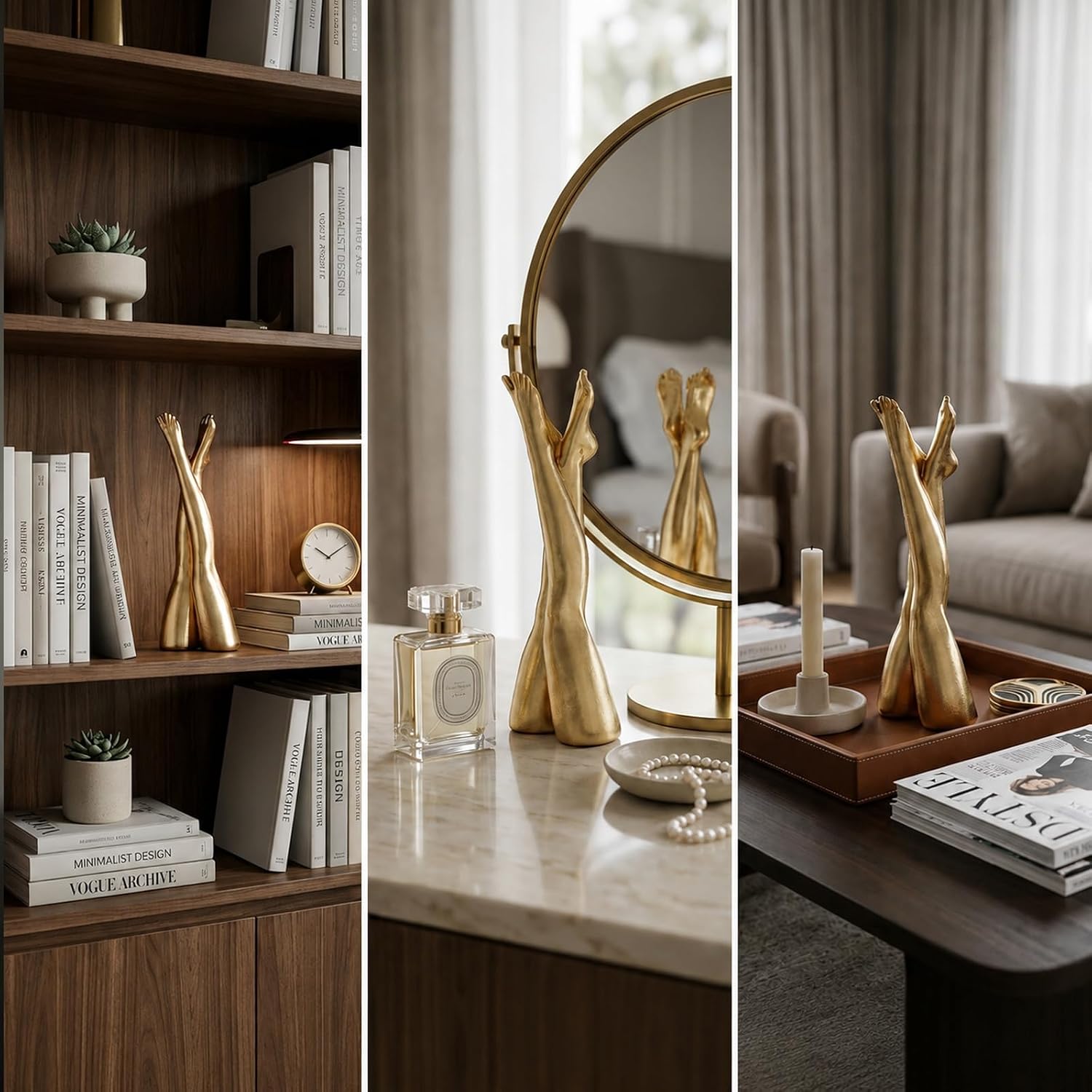 Hand-Applied Leaf / Straight Legs / Gold