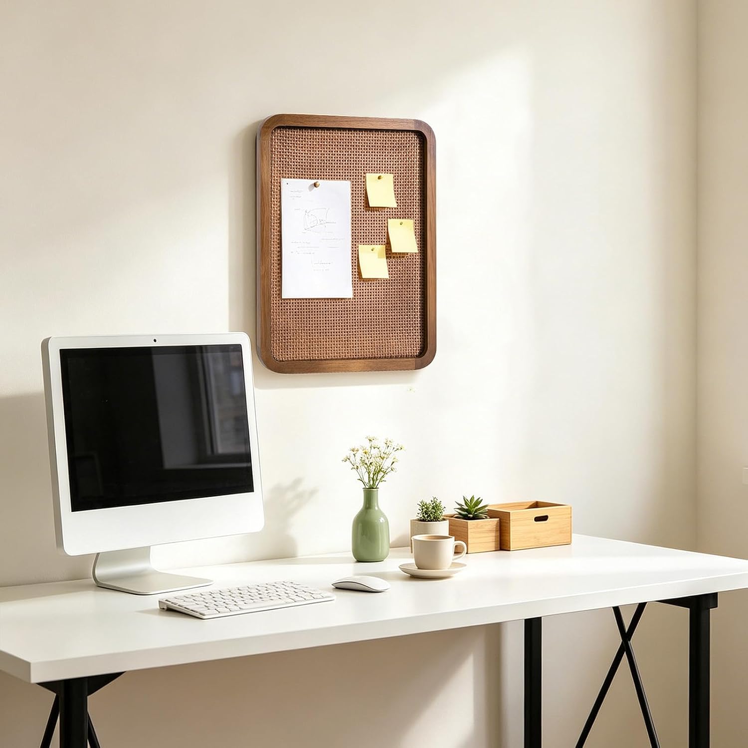 Wooden Frame / Boho Bulletin Board / 13 x 17