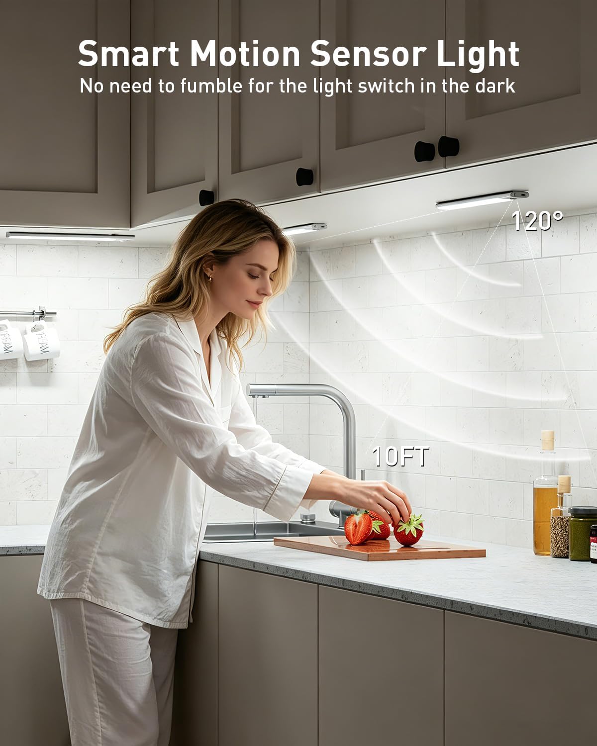 Under Cabinet Light with Remote,12 Inch Rechargeable Motion Sensor Light Indoor, 80-LED Closet Lights Wireless