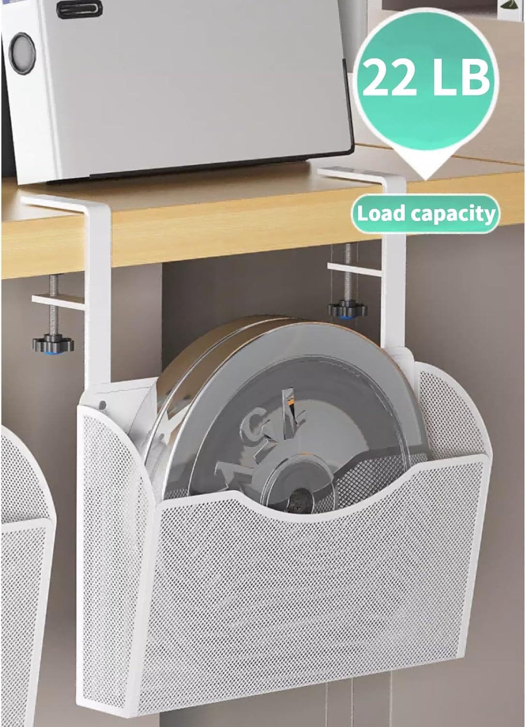 INLDY Under Desk Drawer, Desk Side Storage, Hanging Desks Organizer, Clamp On Mesh Metal Desks Organizer for Office and