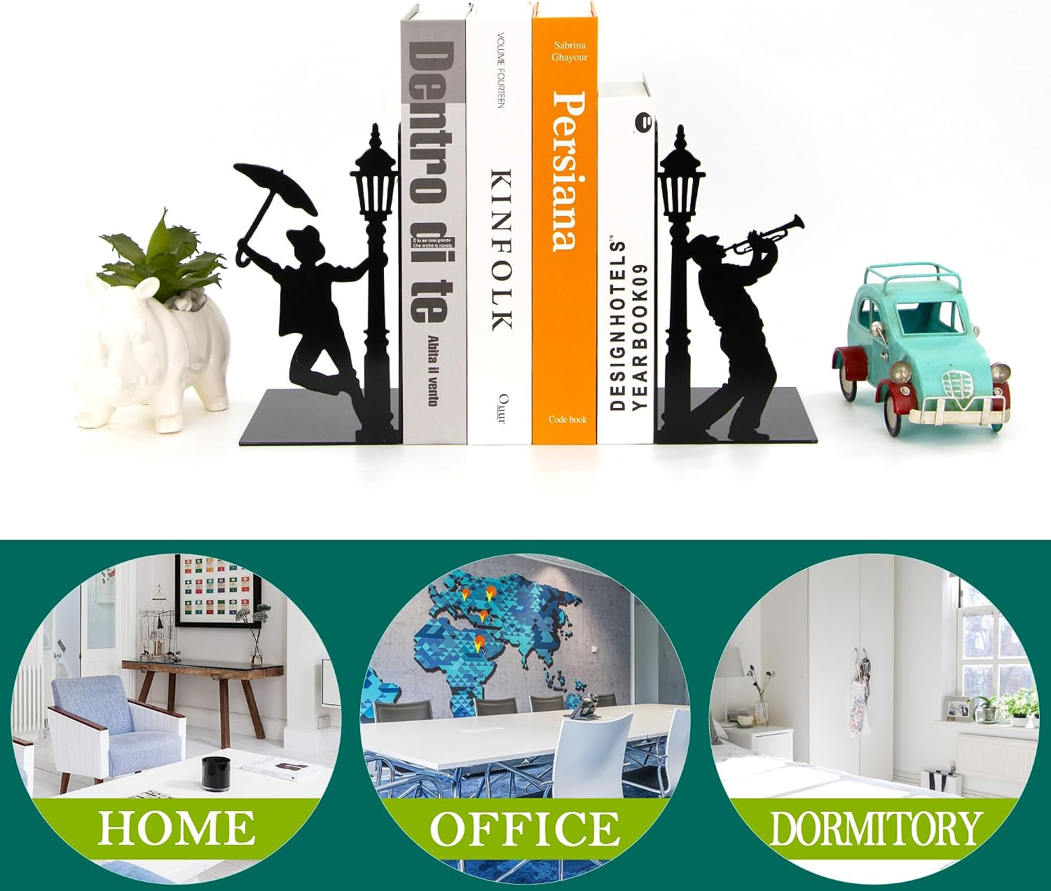Hidden Metal Bookends Hold Books / Colorful_black