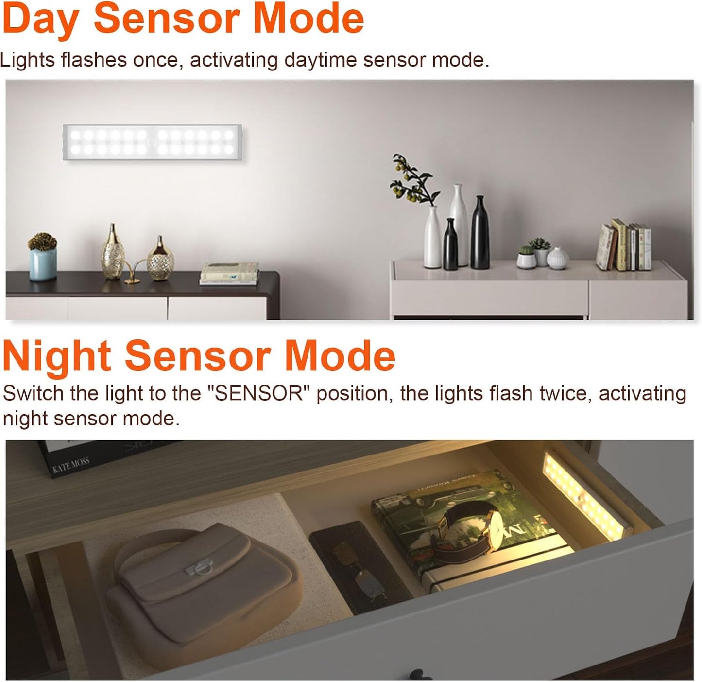 Under Cabinet Lights, Rechargeable Motion Sensor Light, 6 Pcs | 15 Colors, 58-LED Wireless Cabinet Lighting, Dimmable