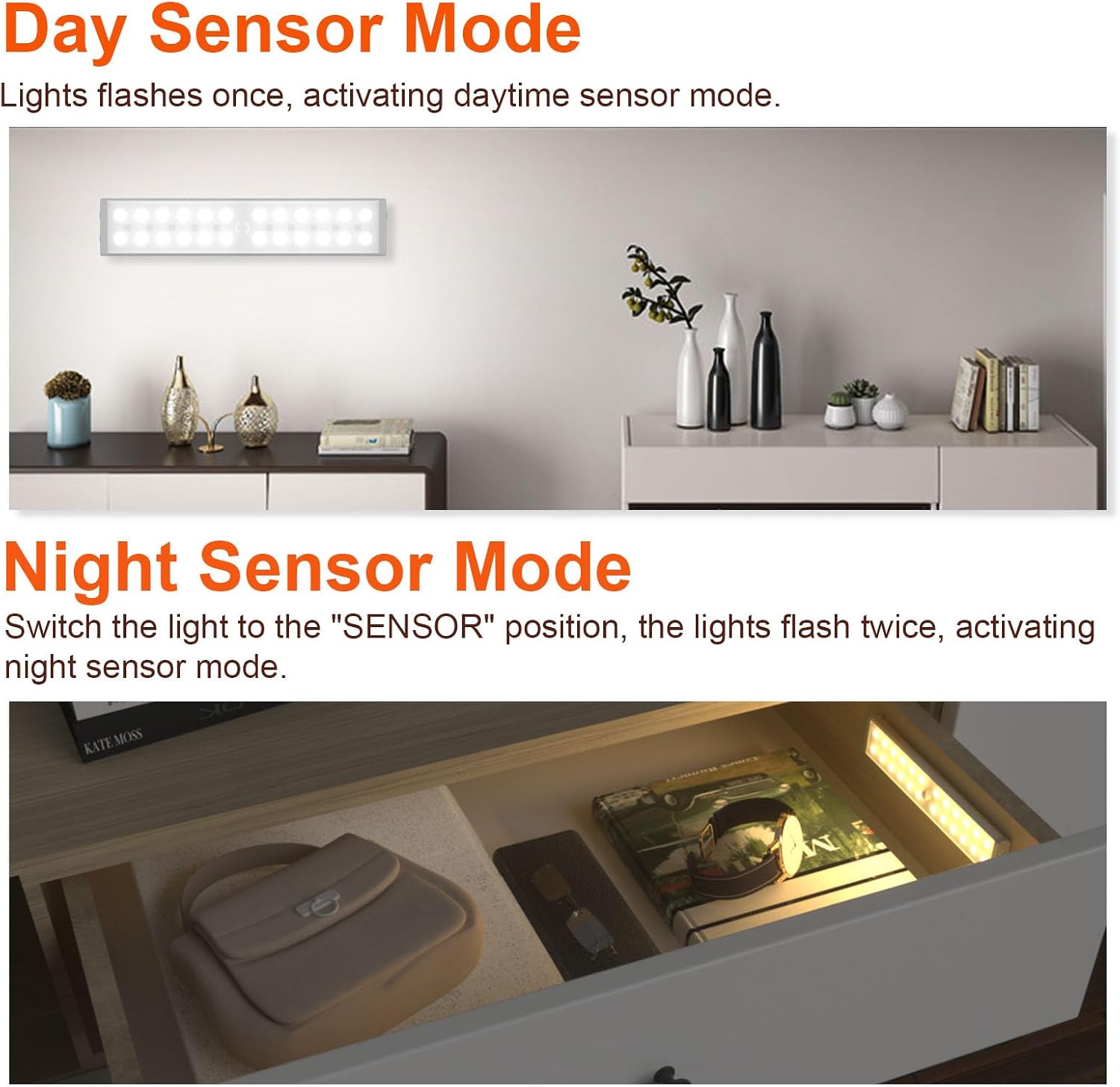 Under Cabinet Lights, Rechargeable Motion Sensor Light, 6 Pcs | 15 Colors, 58-LED Wireless Cabinet Lighting, Dimmable