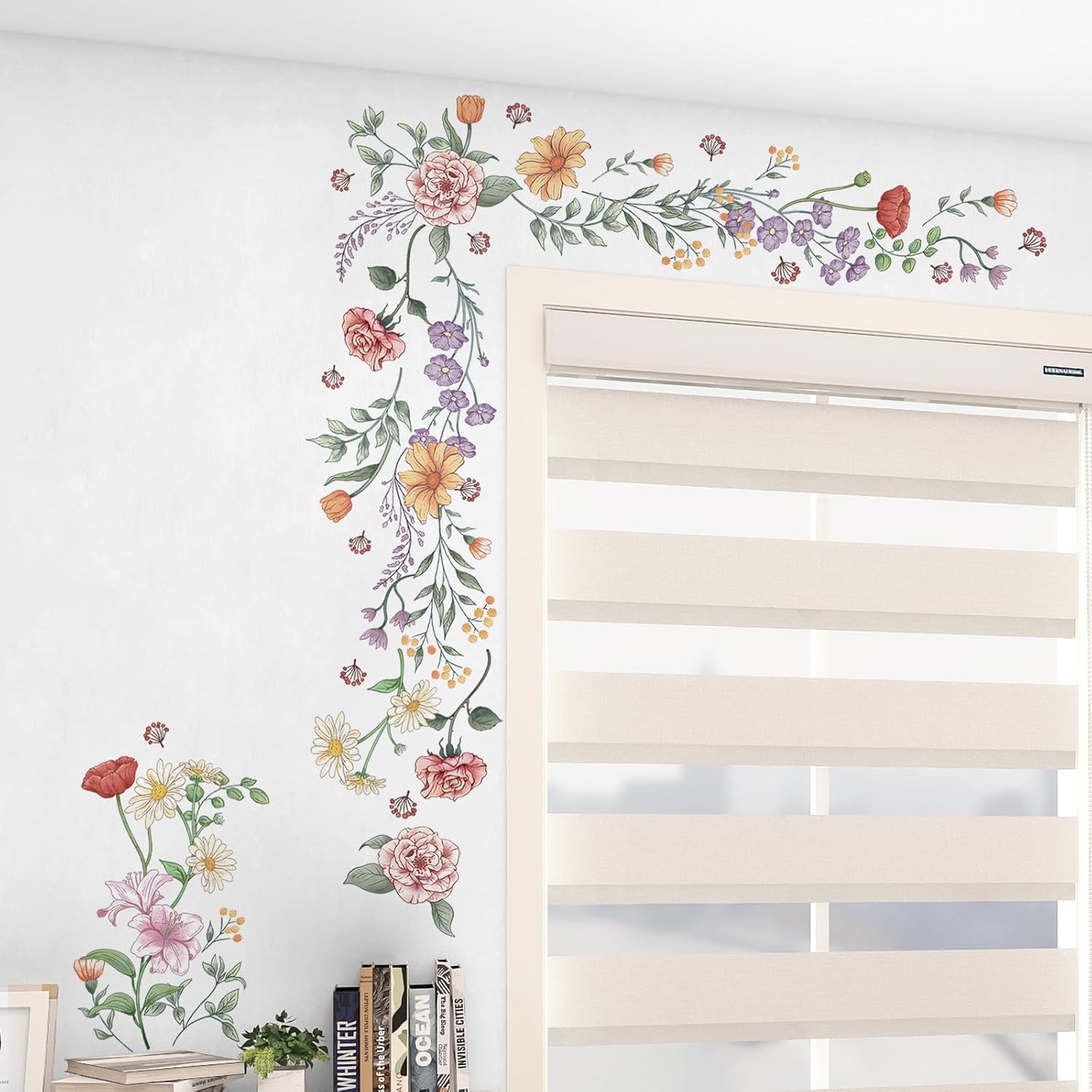 Retro Colorful Wildflower Wall Stickers / Colorful Retro