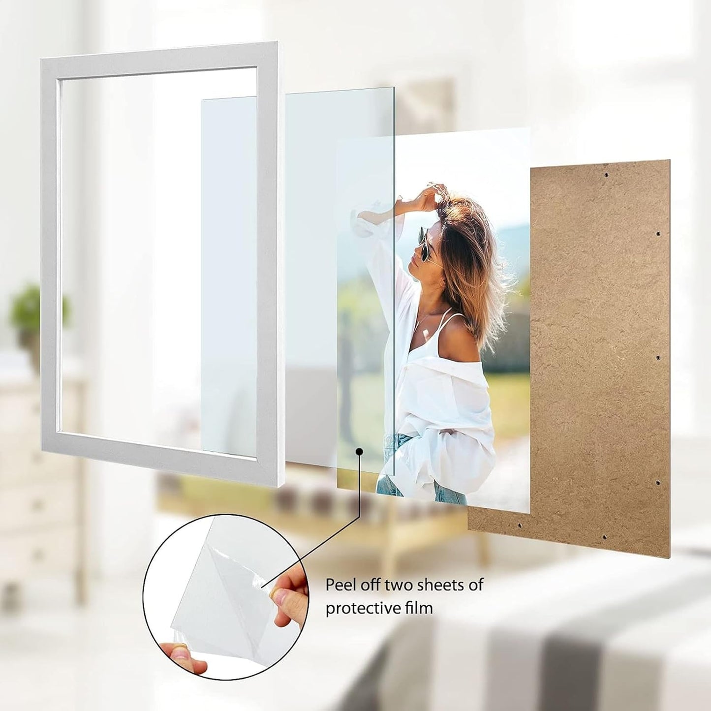 VCK 18x24 Poster Frame Solid Wood White 3 Pack Picture Frames 18 x 24 Inches with Wall Mounting Hanging