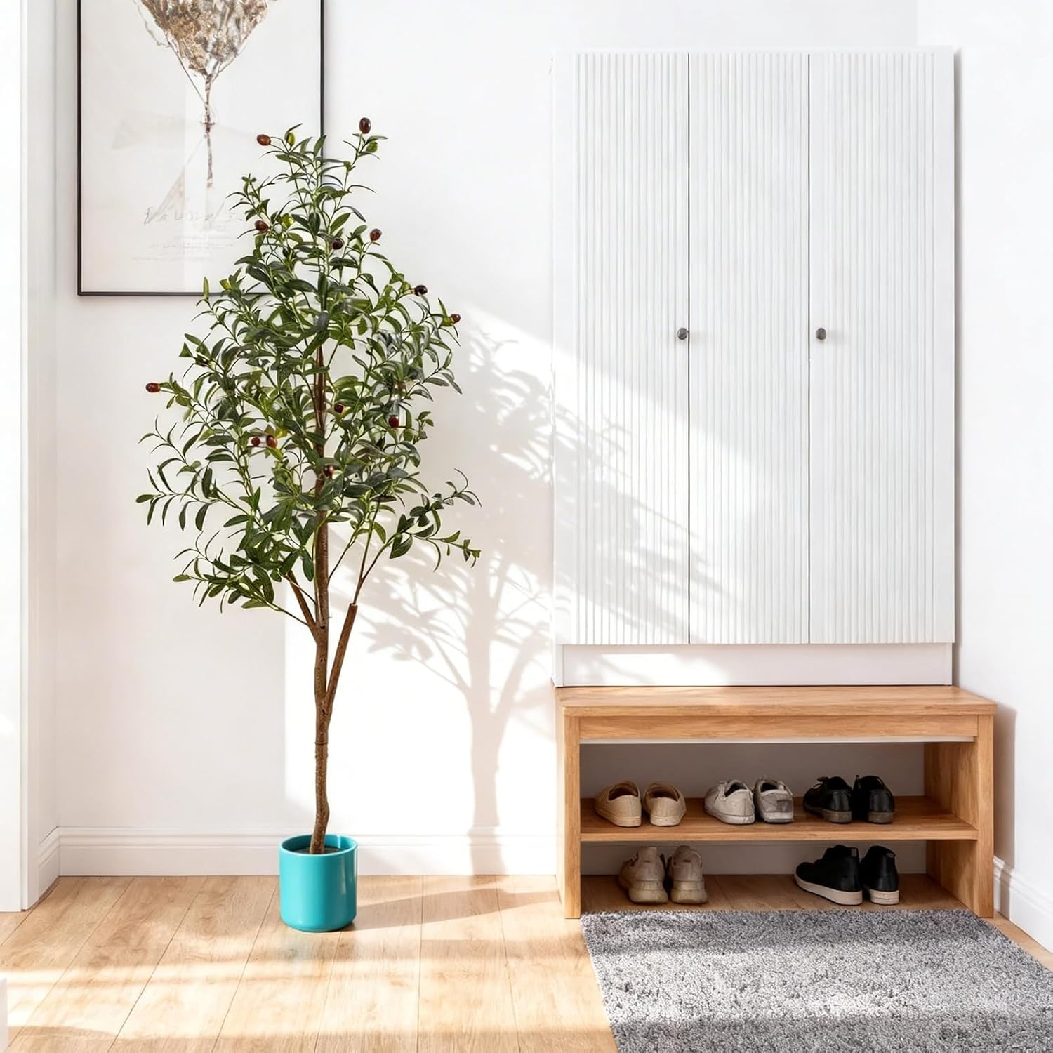 Indoor Tall Faux Olive Tree in Planter / Olive Tree 5ft / 5 Inch