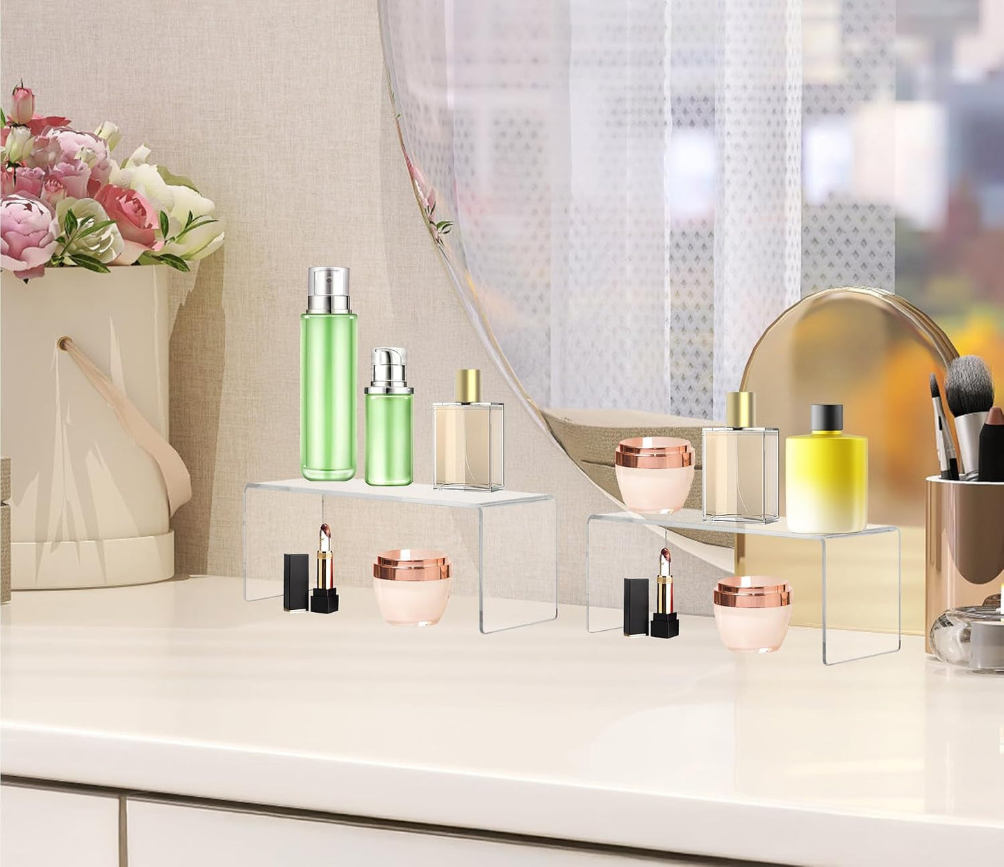 Display Stand / 2 PC Acrylic Risers / 8''x 4''x 4.5 / Clear / Set of 2