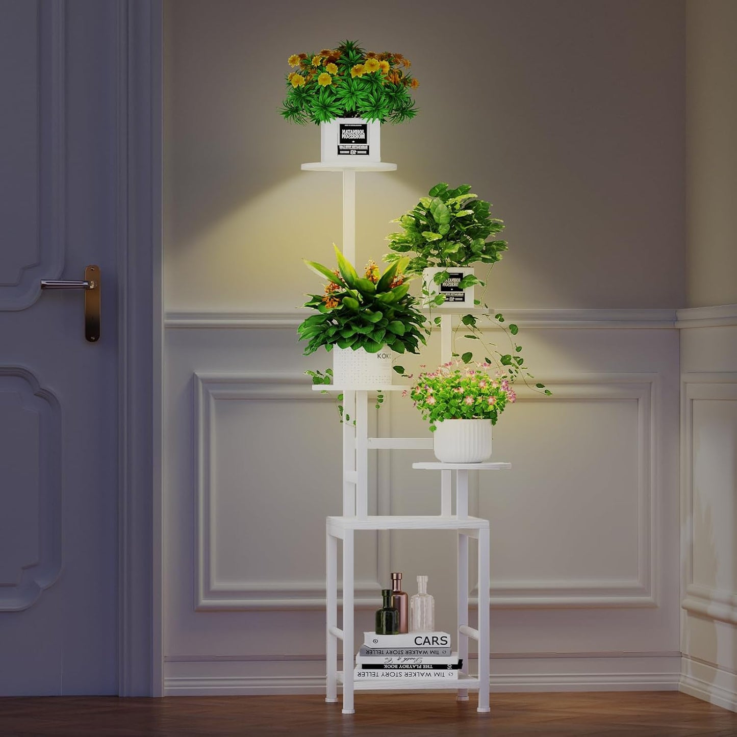Plant Stand Indoor with Grow Light, 5-Tiered Tall Plant Stand Indoor, Metal Plant Shelf with Adjustable Light, Ideal