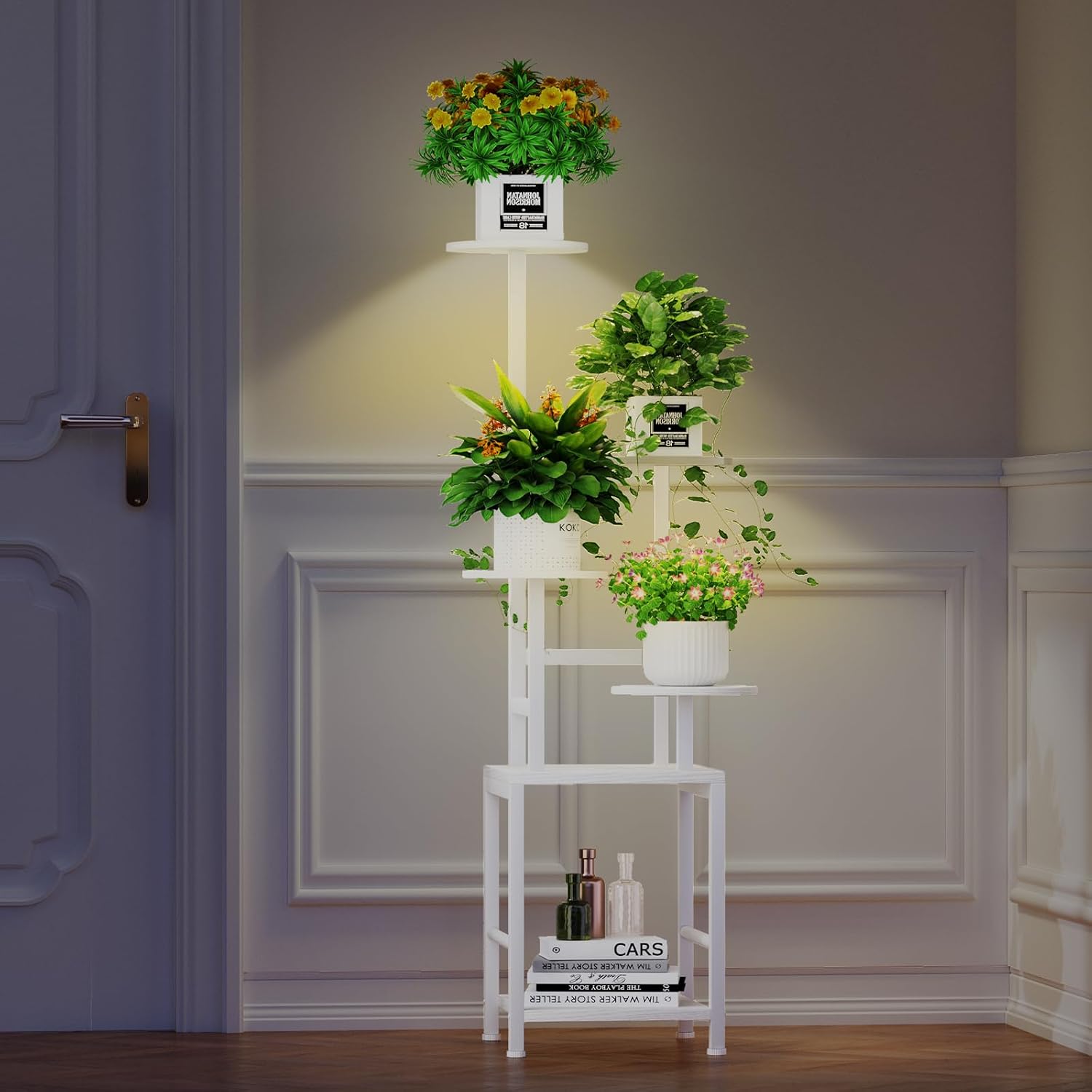 Plant Stand Indoor with Grow Light, 5-Tiered Tall Plant Stand Indoor, Metal Plant Shelf with Adjustable Light, Ideal