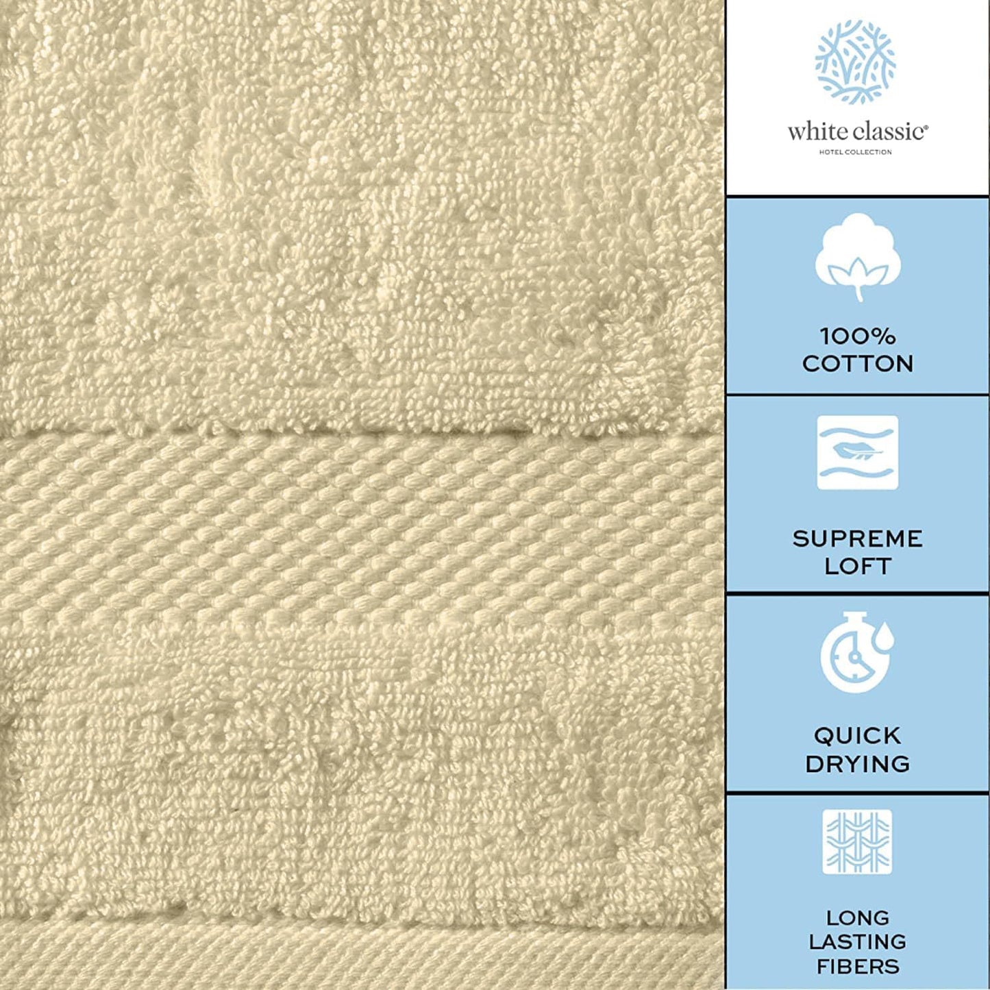 White Classic Luxury Beige Hand Towels - Soft 100% Turkish Cotton | Highly Absorbent Hotel spa Bathroom Towel