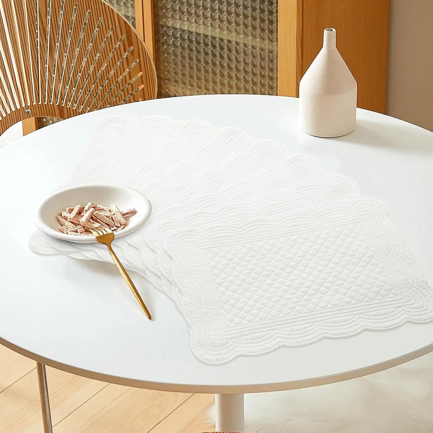 HOMBYS Quilted Placemats Set of 6 Washable-13x18 inches Rectangular Placemats for Kitchen Table-100% Cotton Fabric