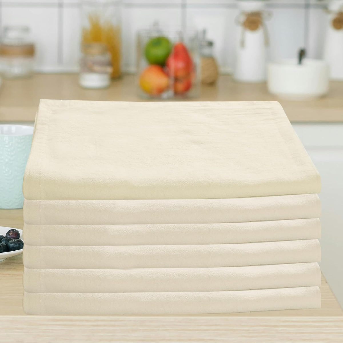 Urban Villa Kitchen Towels Cotton Dish Towels 27”x27” (Set of 8) Ivory