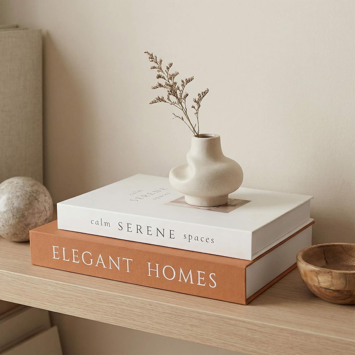 Faux Books Storage Box / Brown-beige / Set of 2