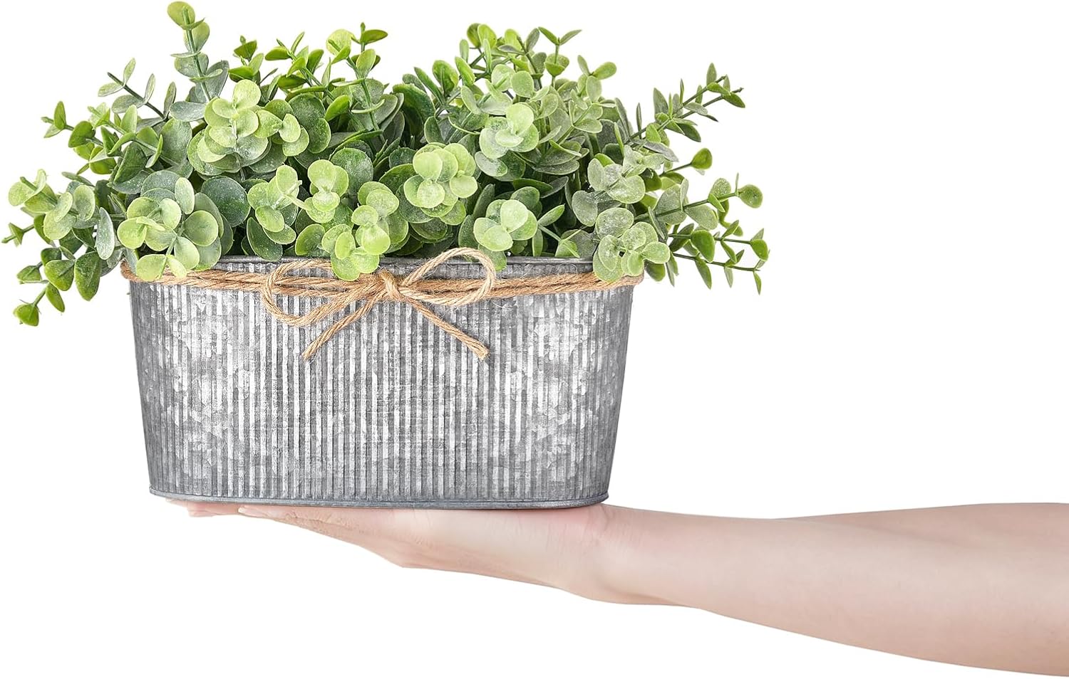 Artificial Eucalyptus Faux Plants Indoor for Farmhouse Home Decor Fake Potted Plants / Grey