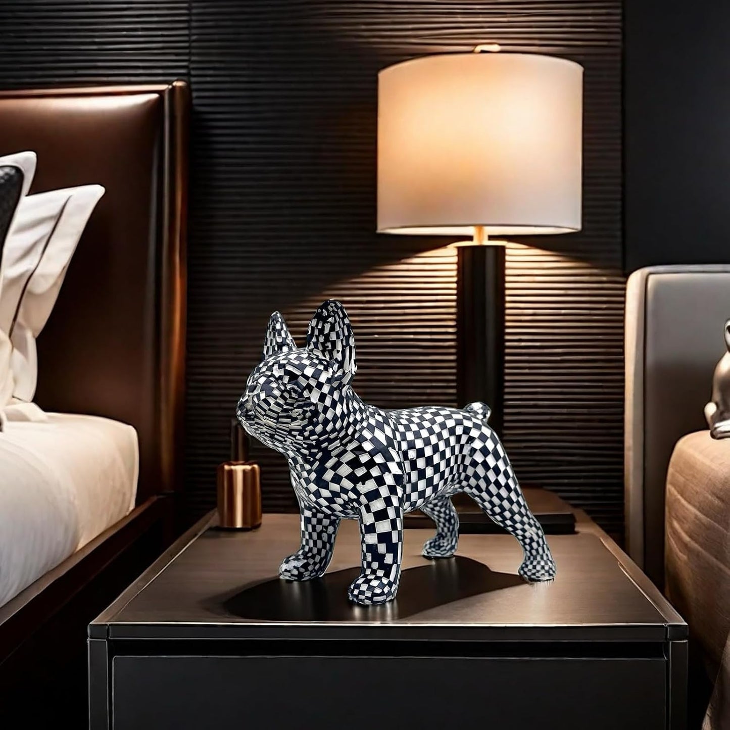 Art Abstract French Bulldog Statue Dog Figurines Sculpture Collectibles Home Office Desktop Decor