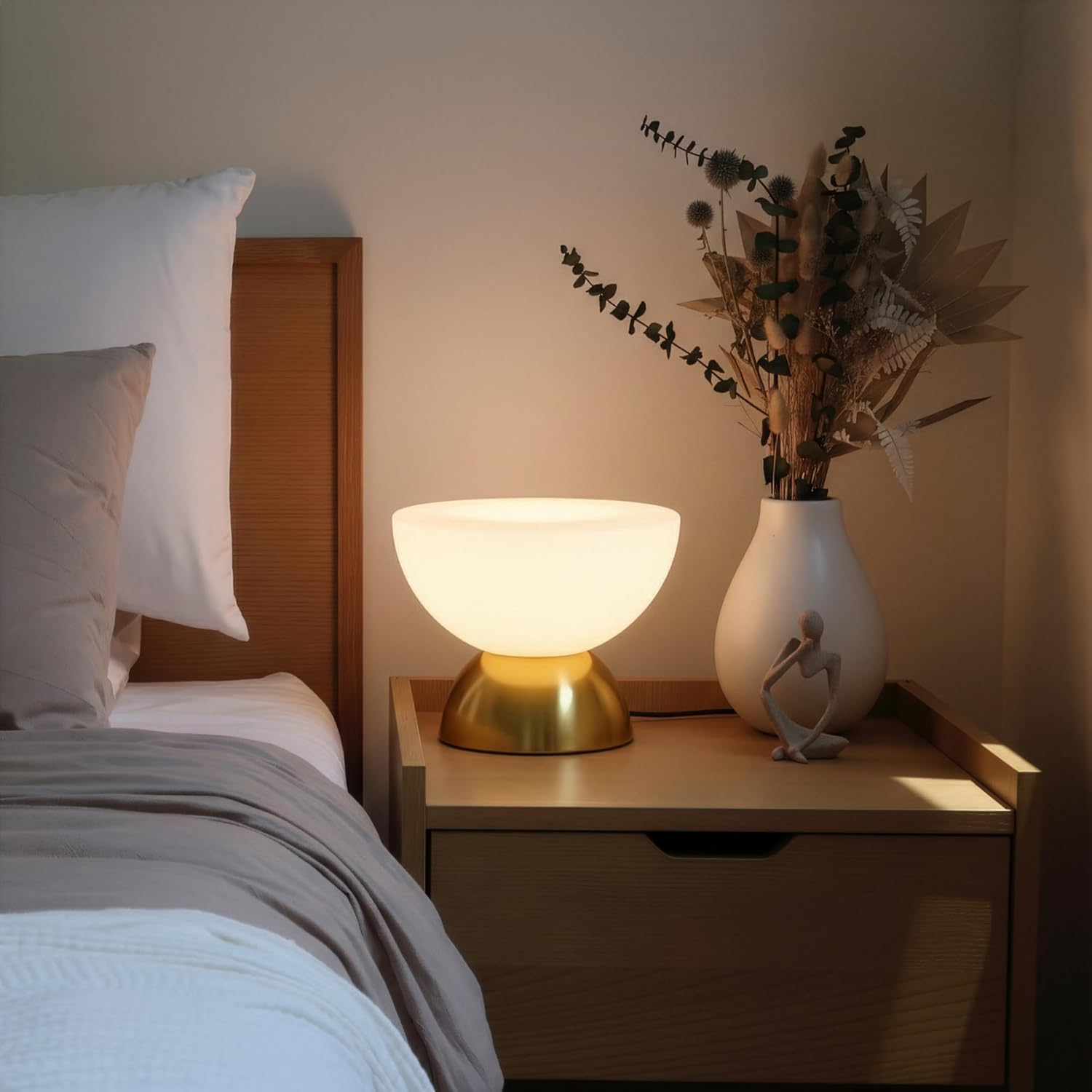 Brightech Lamina LED Table Lamp - Small 10 Inches Modern Bedroom Lamp - Bright Mini Reading Desk Lamp with Dimmable
