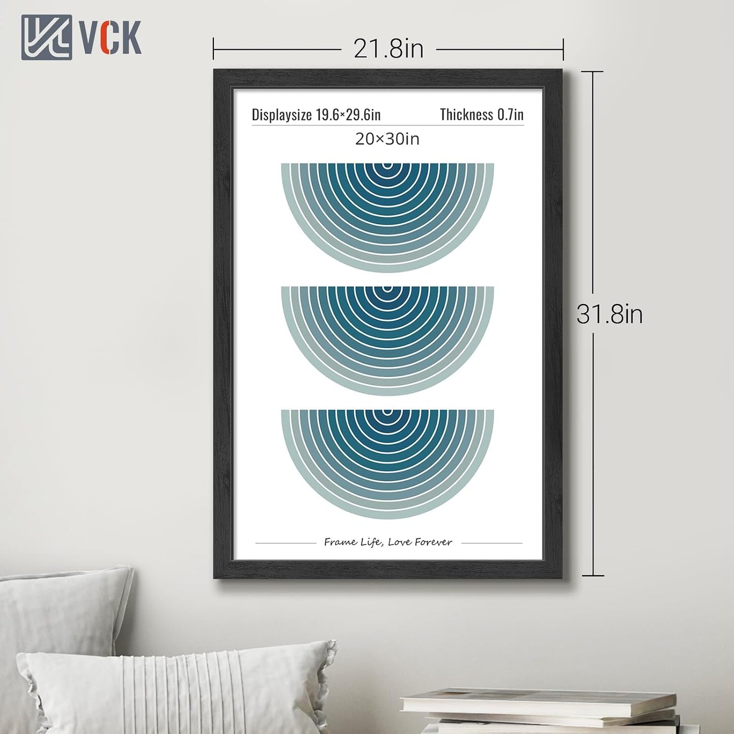 VCK 20x30 Poster Frame Set of 3, Black Woodgrain, Wall Hanging | Wide Border, Exclusive Woodgrain, Shatterproof