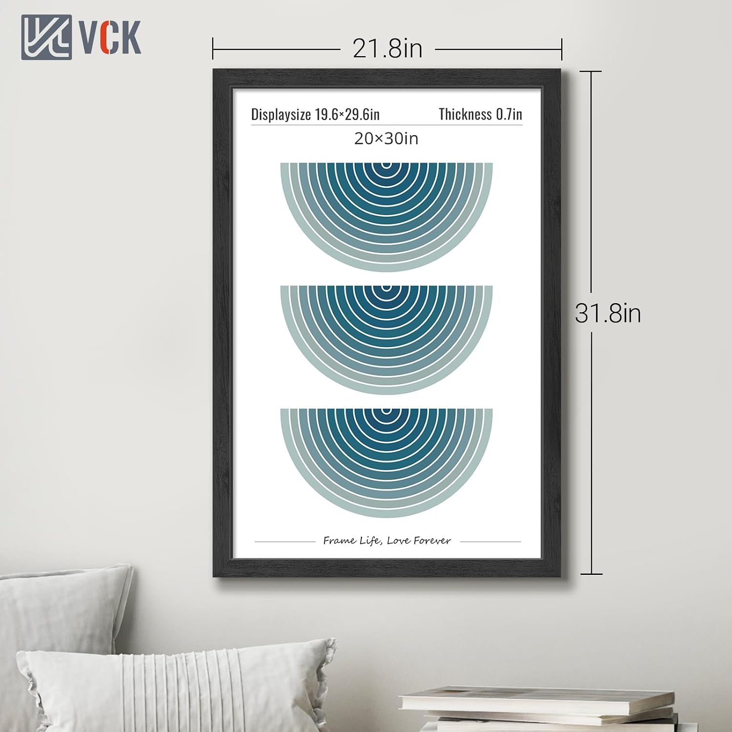 VCK 20x30 Poster Frame Set of 3, Black Woodgrain, Wall Hanging | Wide Border, Exclusive Woodgrain, Shatterproof
