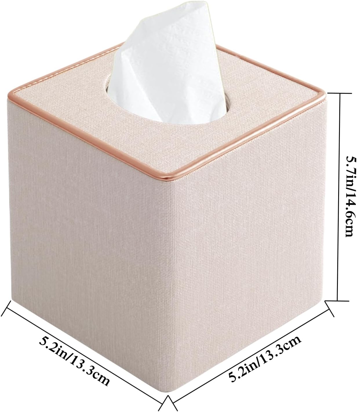 Linen Square Tissue Box Cover / Beige Linen Texture