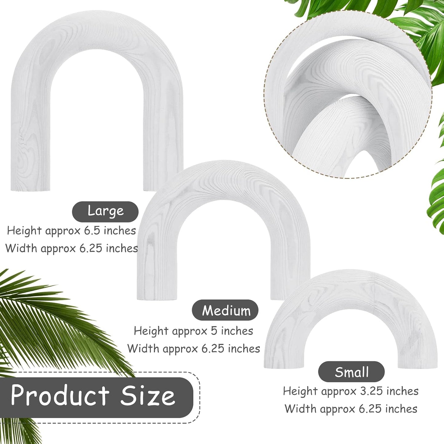 Wood Arch Decorative Shelf Objects Modern Book Shelves Decor Aesthetic Wooden / White / Set of 3