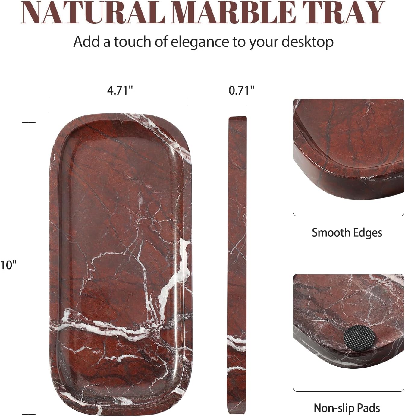 Marble Tray / Marble Vanity Tray / 10 x 4.72 / Rose Lepanto
