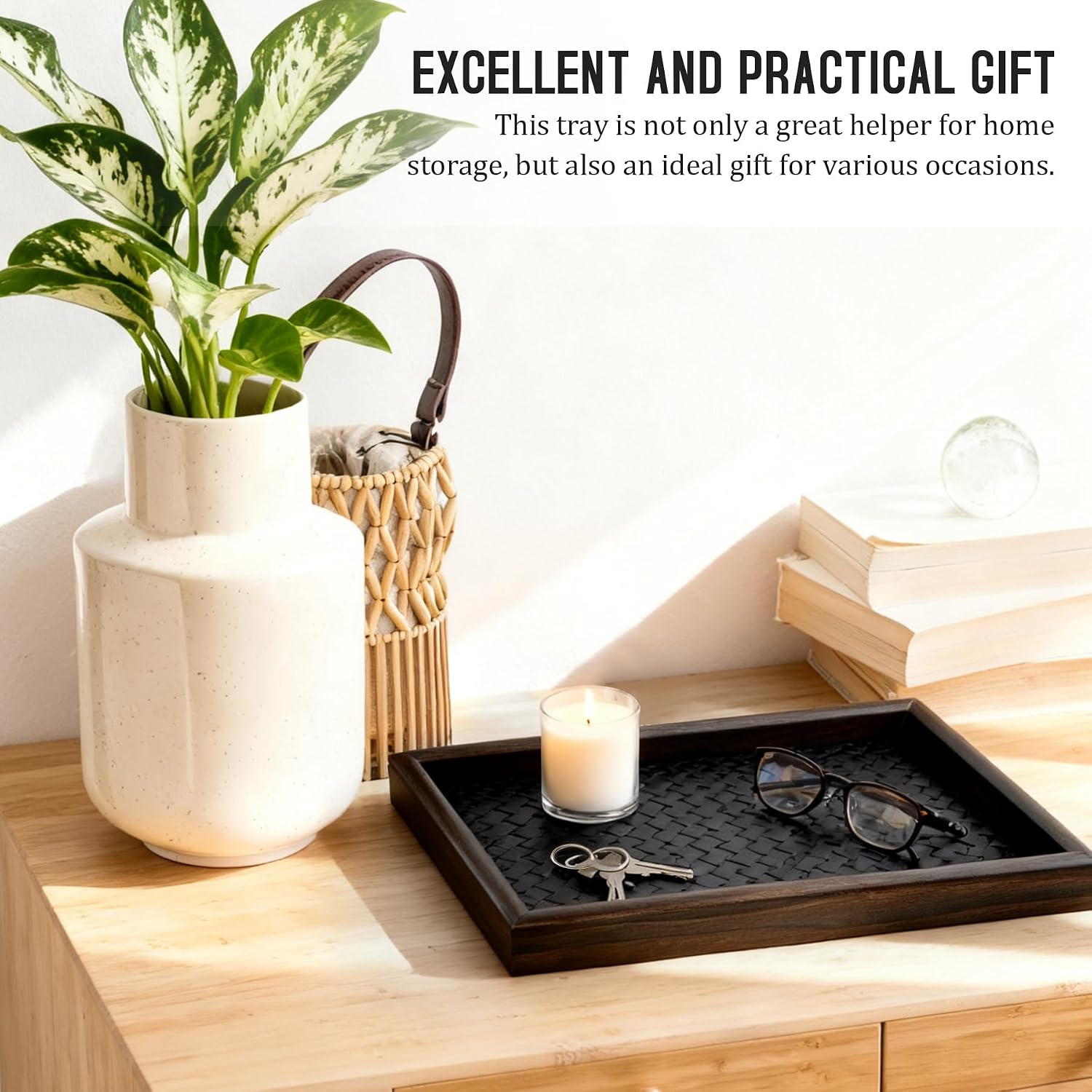 Wooden Valet Tray Desk Organizer